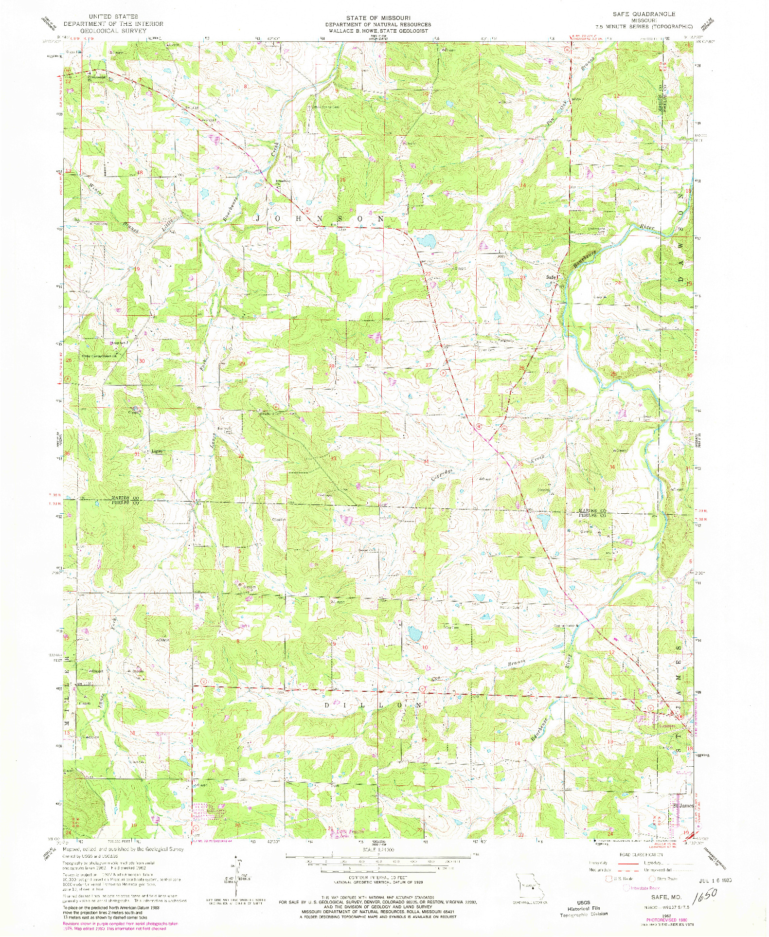 USGS 1:24000-SCALE QUADRANGLE FOR SAFE, MO 1962