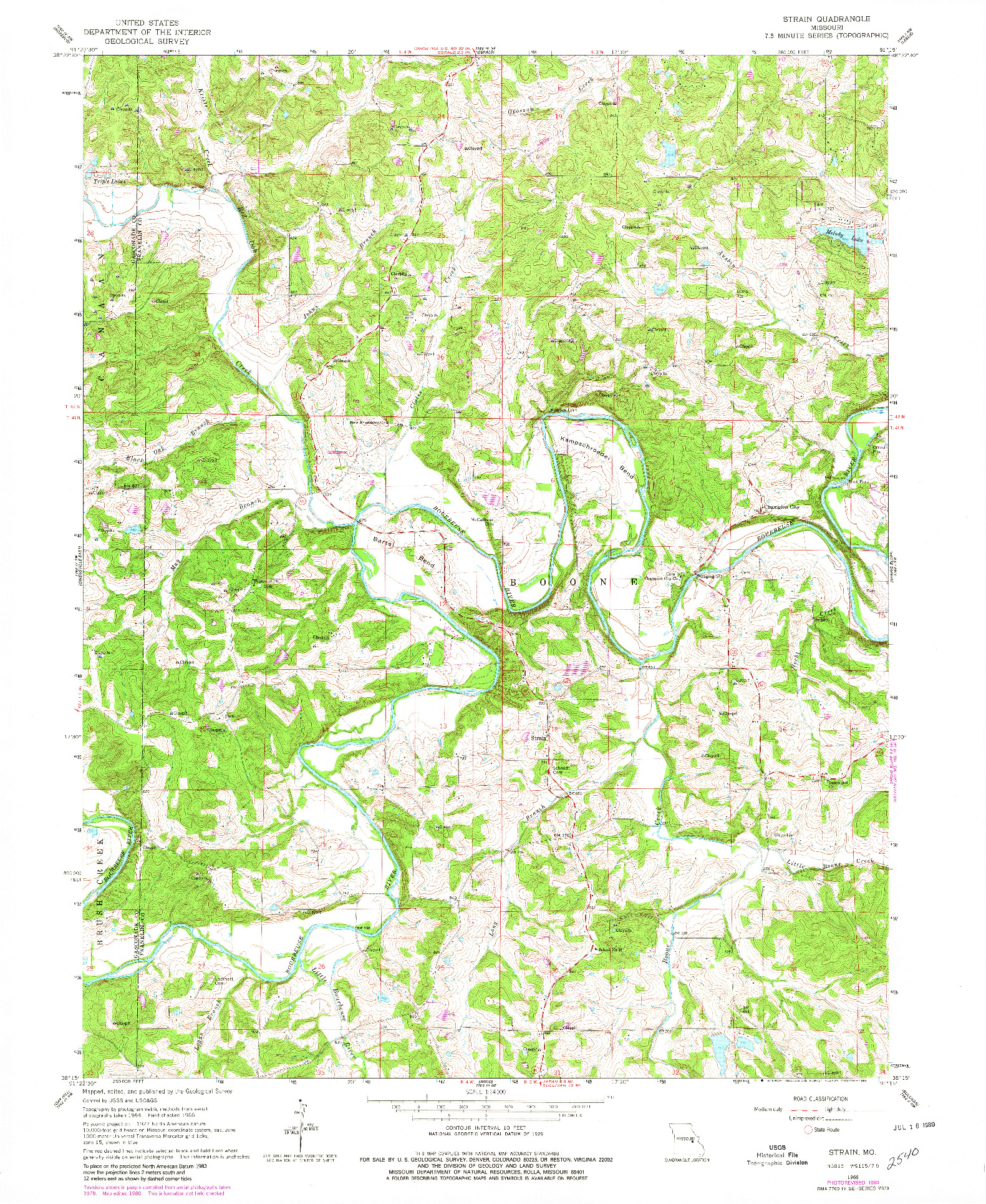 USGS 1:24000-SCALE QUADRANGLE FOR STRAIN, MO 1966