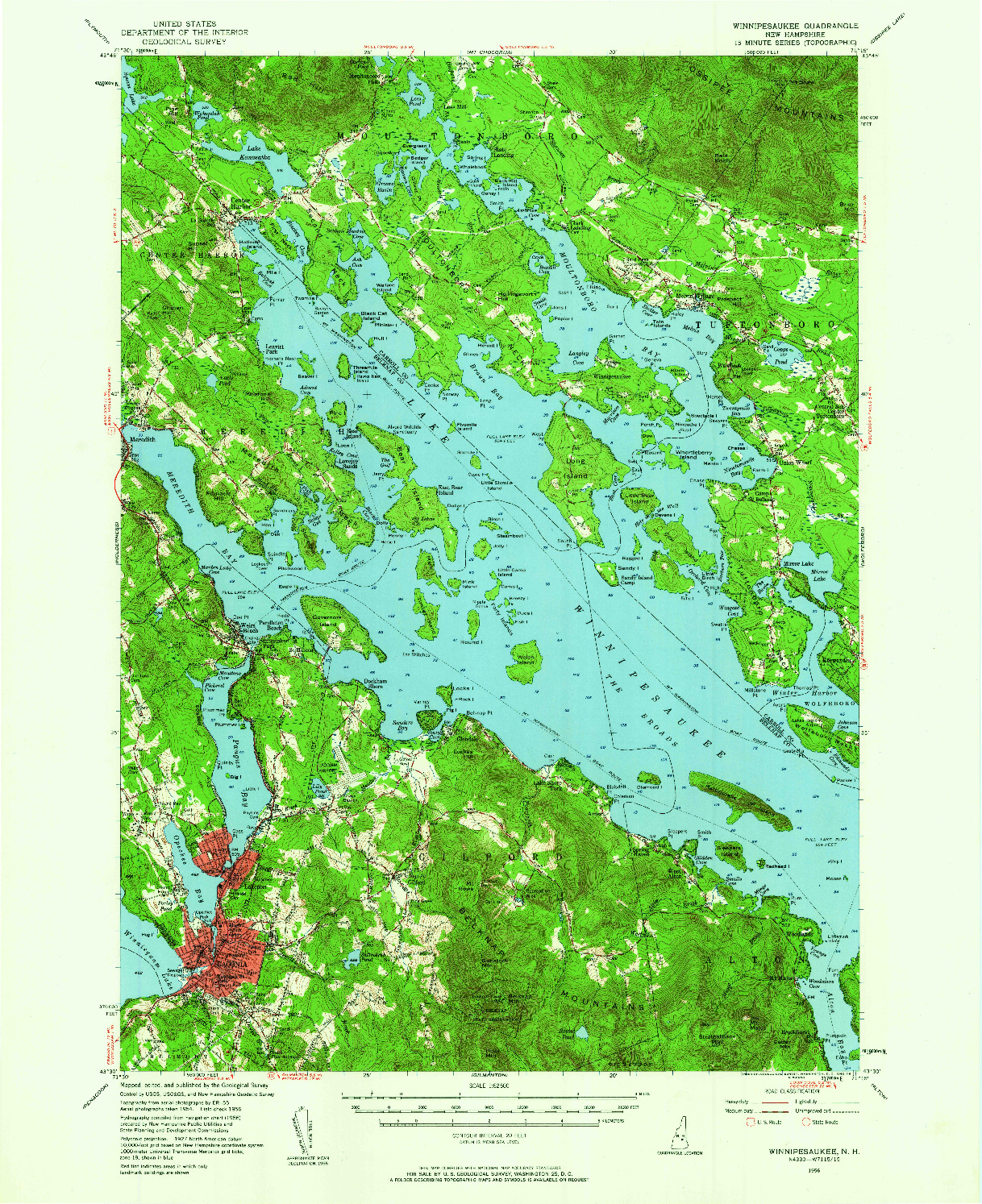 USGS 1:62500-SCALE QUADRANGLE FOR WINNIPESAUKEE, NH 1956