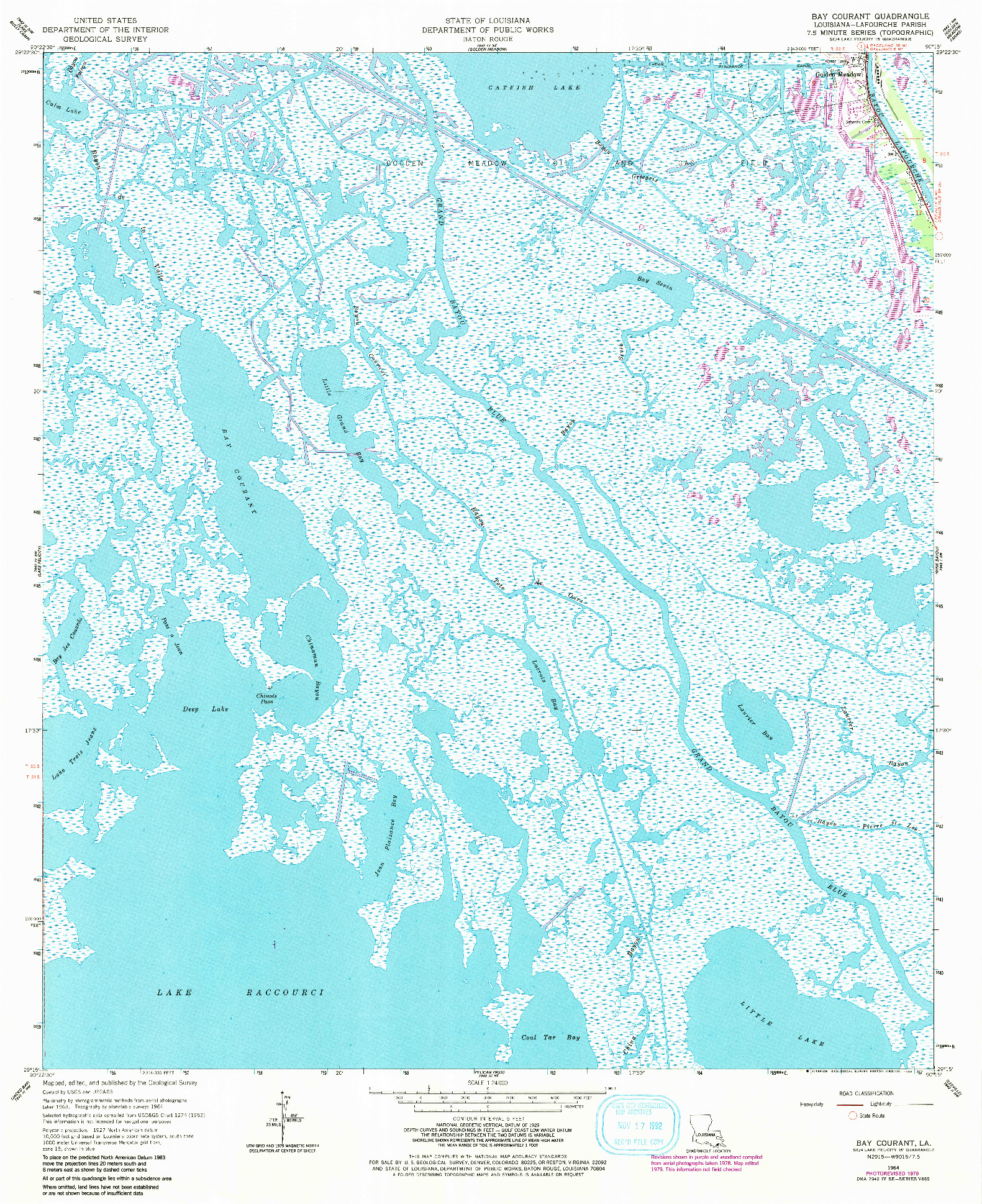 USGS 1:24000-SCALE QUADRANGLE FOR BAY COURANT, LA 1964