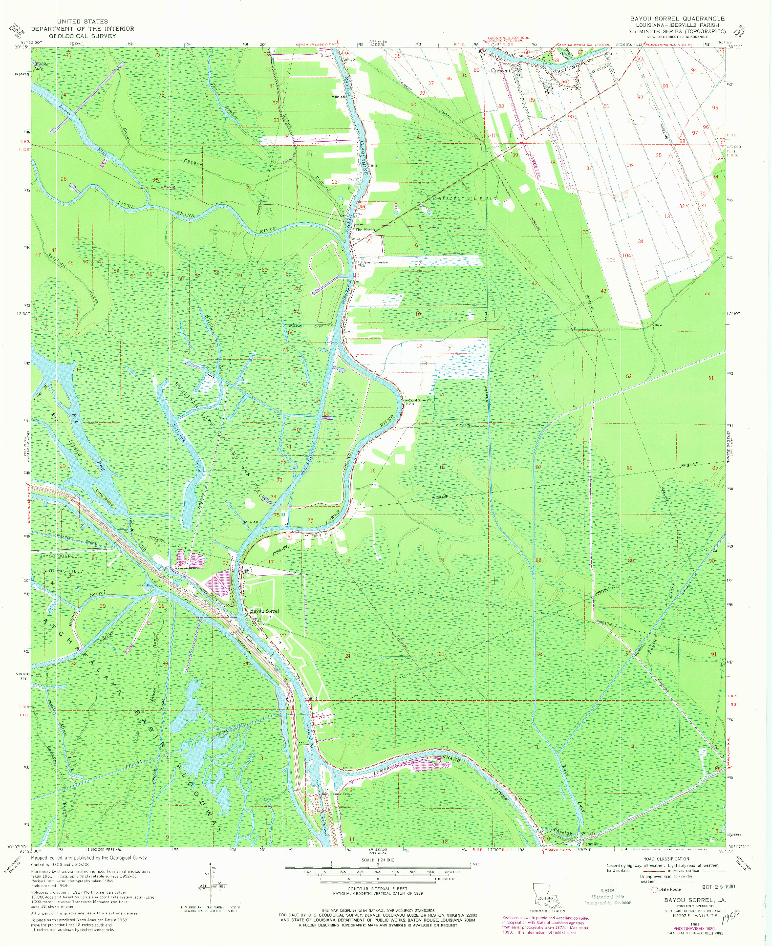 USGS 1:24000-SCALE QUADRANGLE FOR BAYOU SORREL, LA 1969