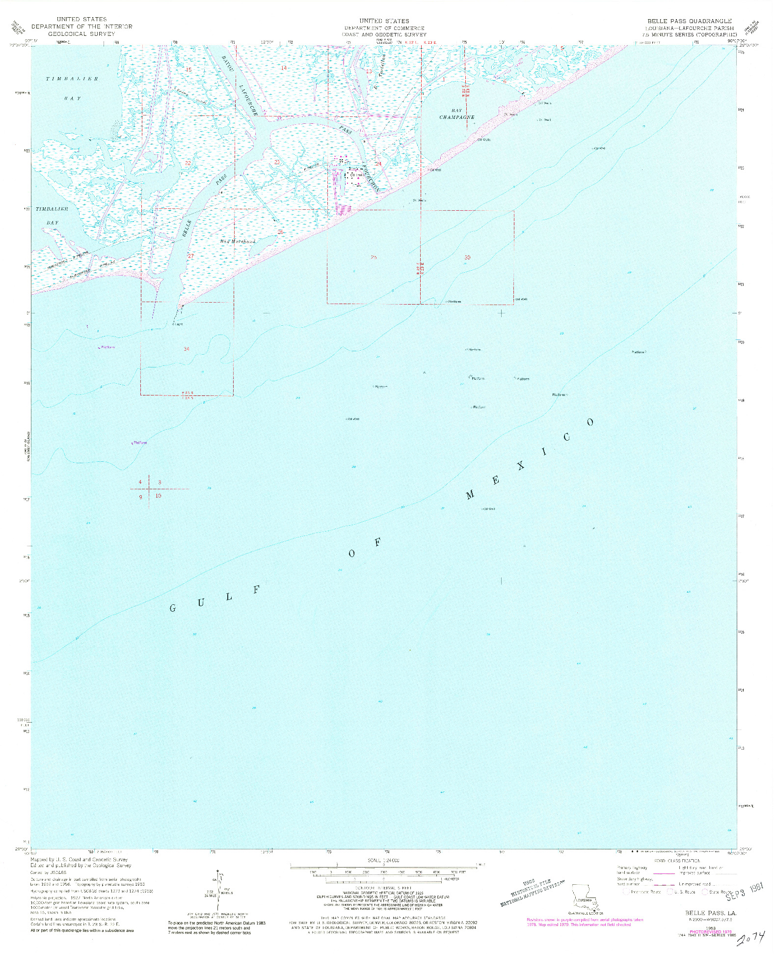 USGS 1:24000-SCALE QUADRANGLE FOR BELLE PASS, LA 1953