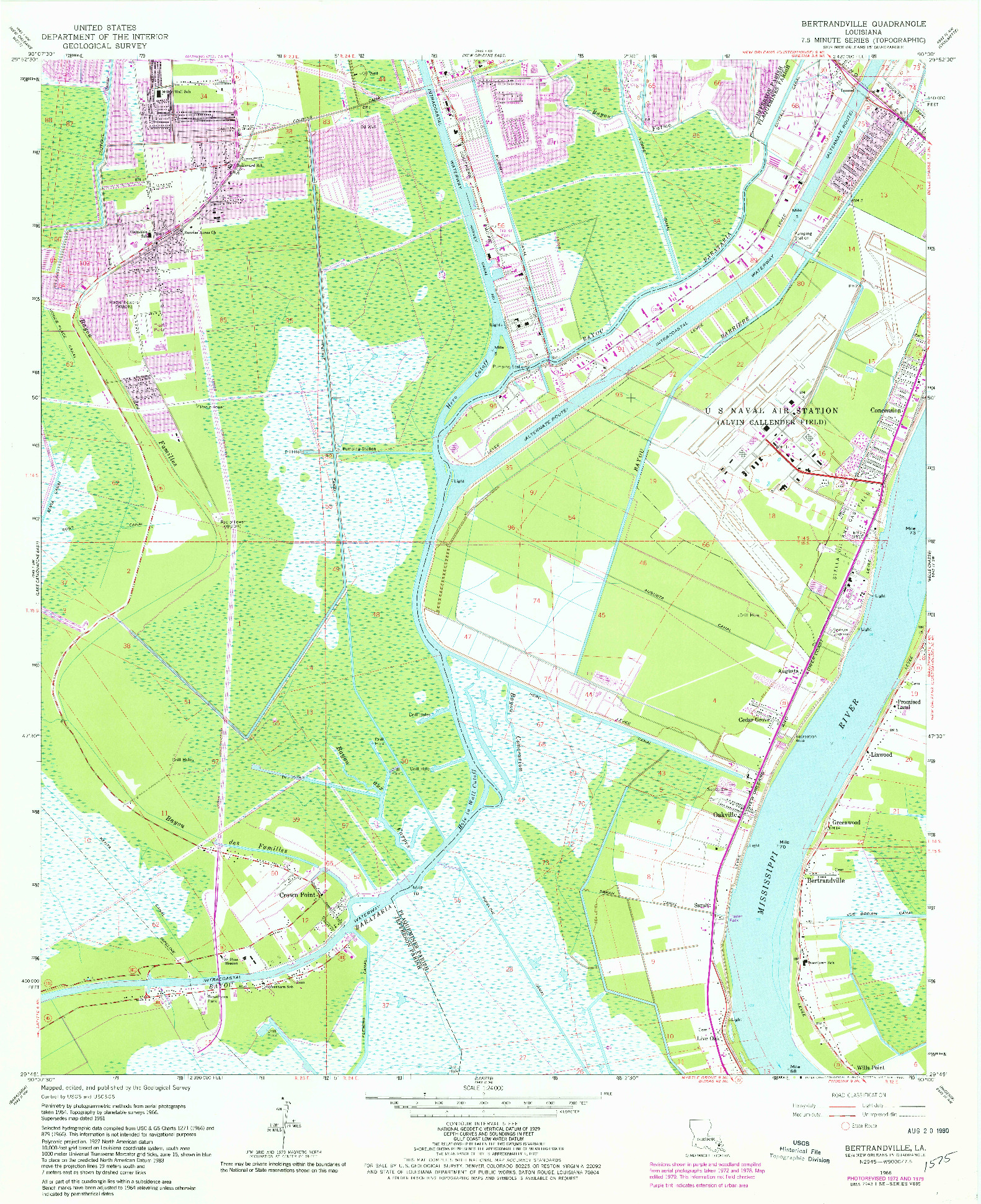 USGS 1:24000-SCALE QUADRANGLE FOR BERTRANDVILLE, LA 1966