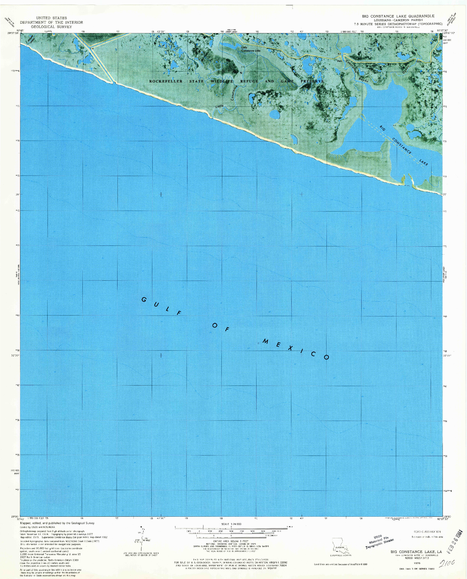USGS 1:24000-SCALE QUADRANGLE FOR BIG CONSTANCE LAKE, LA 1979
