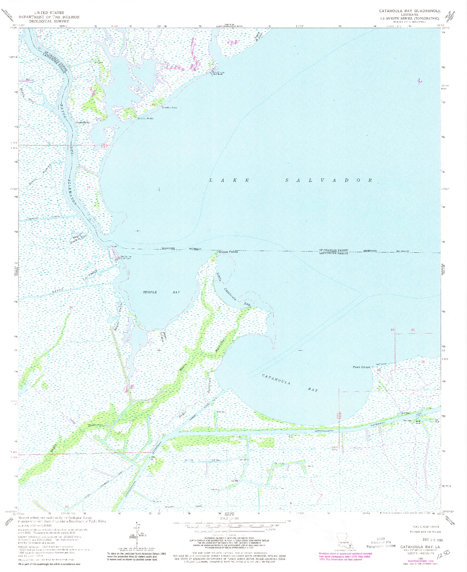 USGS 1:24000-SCALE QUADRANGLE FOR CATAHOULA BAY, LA 1963