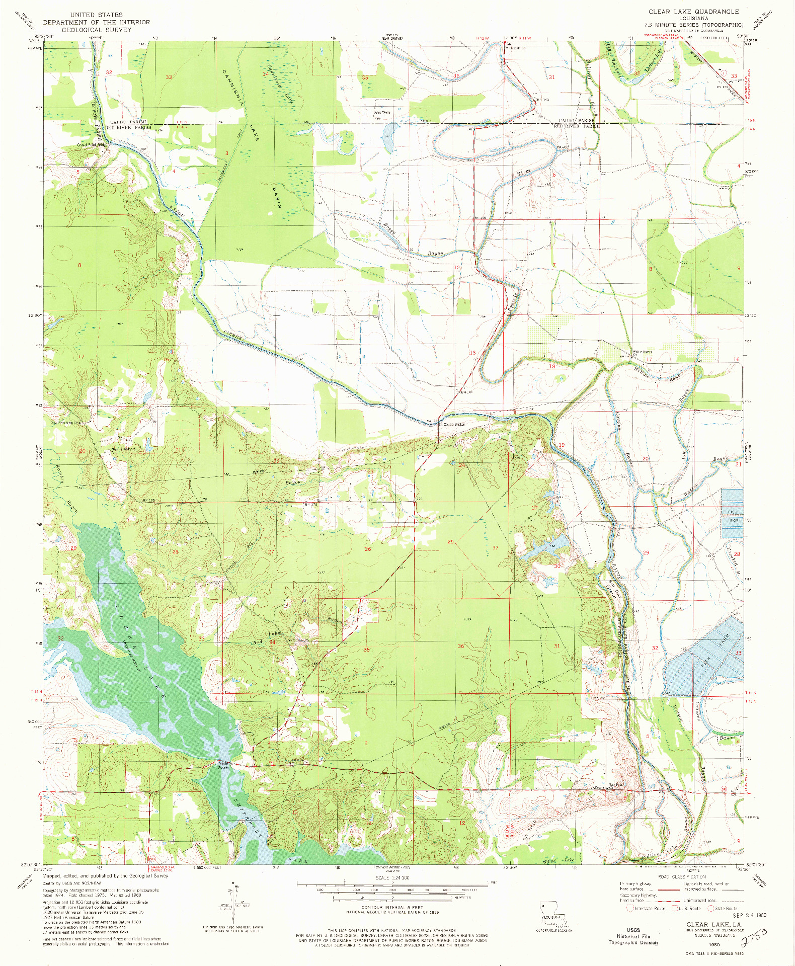 USGS 1:24000-SCALE QUADRANGLE FOR CLEAR LAKE, LA 1980