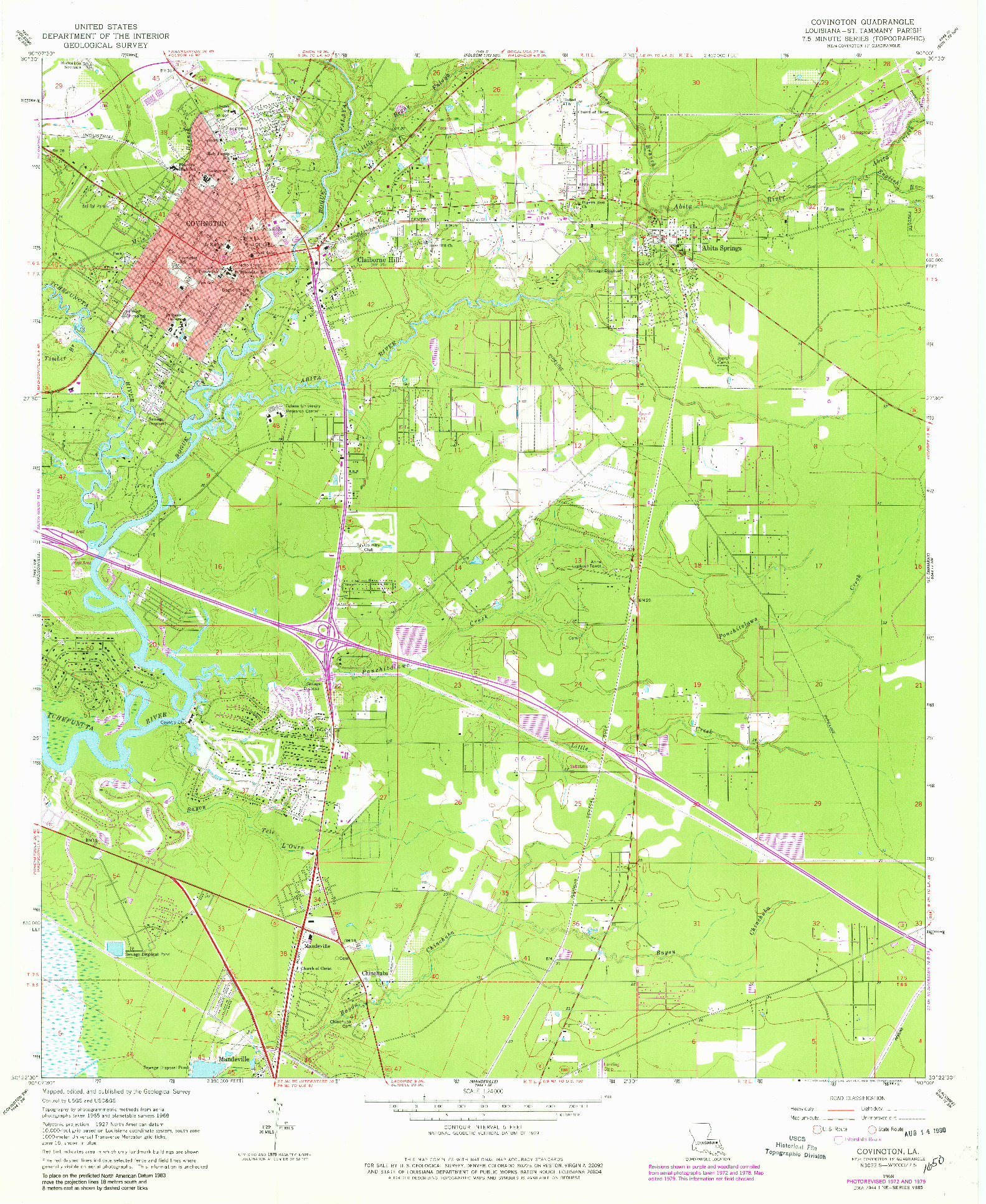 USGS 1:24000-SCALE QUADRANGLE FOR COVINGTON, LA 1968