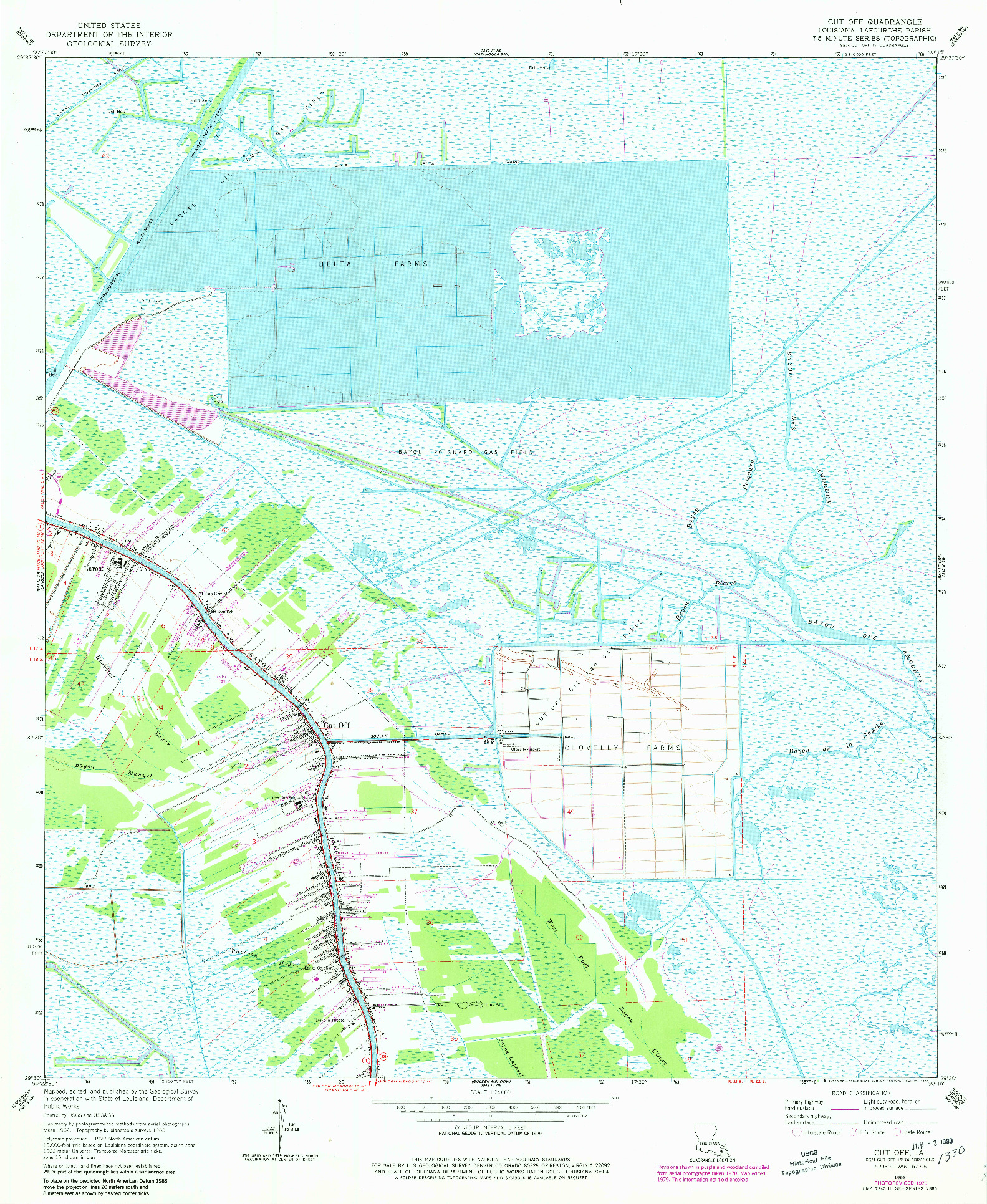 USGS 1:24000-SCALE QUADRANGLE FOR CUT OFF, LA 1963