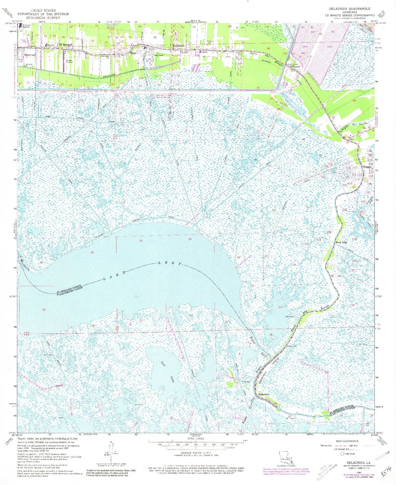 USGS 1:24000-SCALE QUADRANGLE FOR DELACROIX, LA 1967