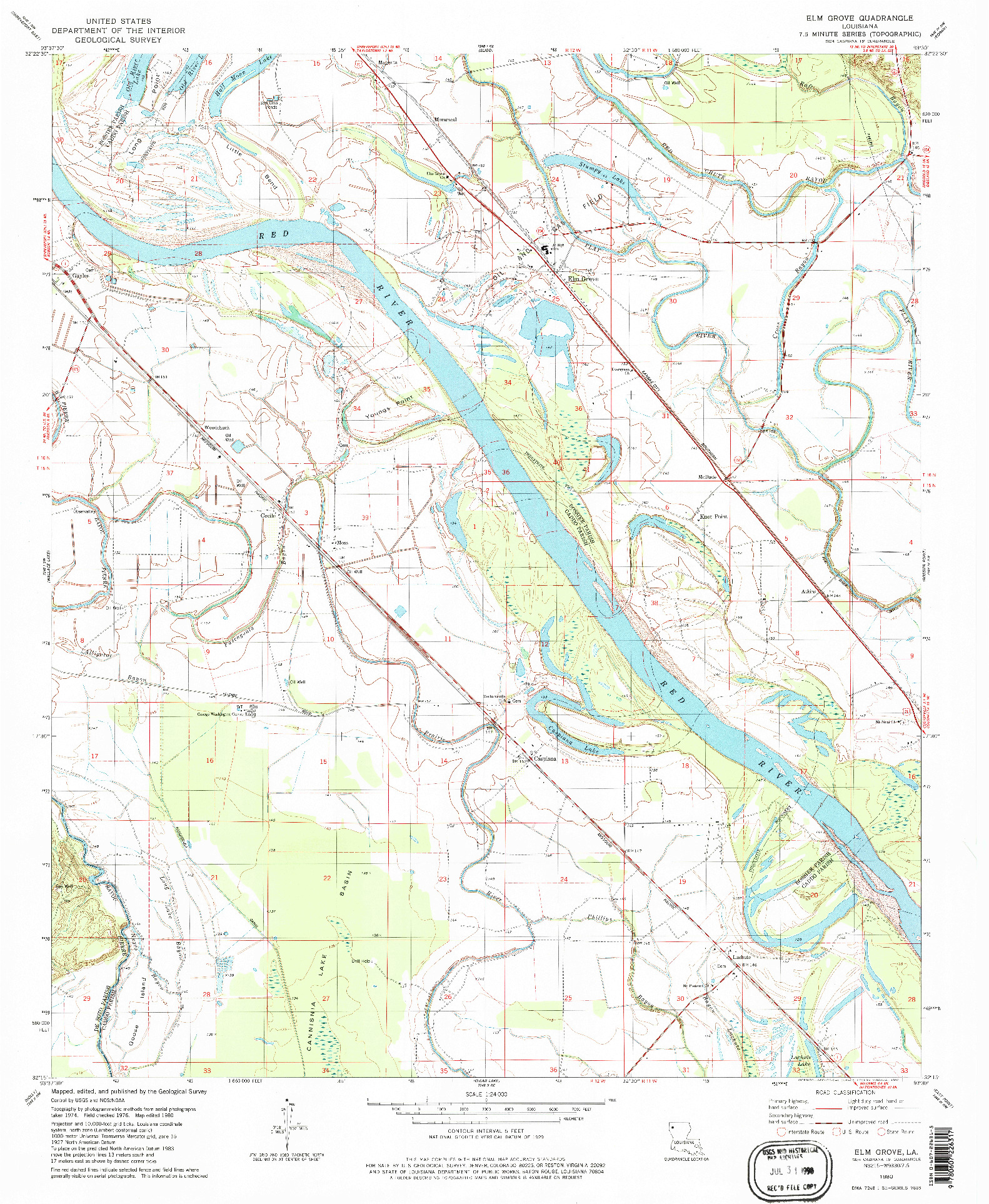 USGS 1:24000-SCALE QUADRANGLE FOR ELM GROVE, LA 1980