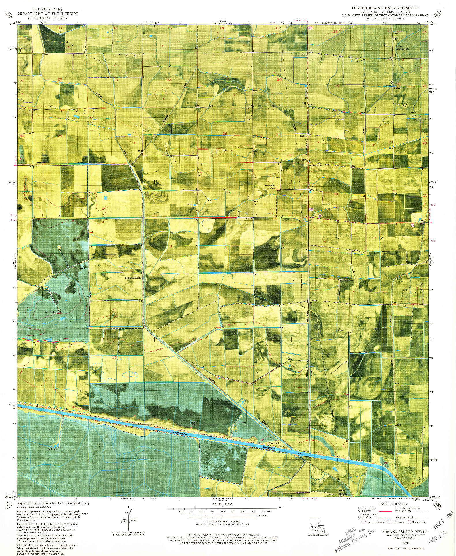 USGS 1:24000-SCALE QUADRANGLE FOR FORKED ISLAND NW, LA 1979