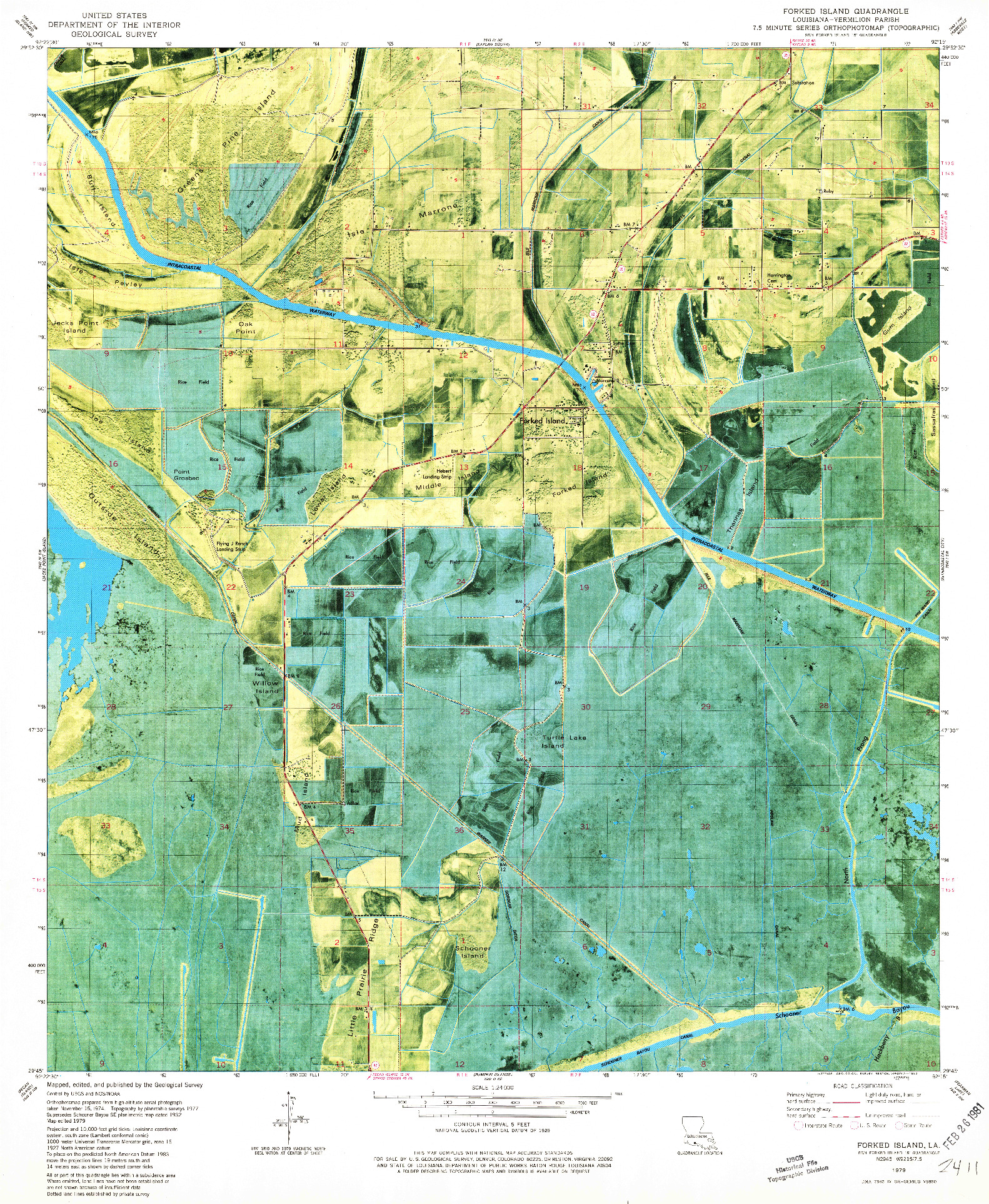 USGS 1:24000-SCALE QUADRANGLE FOR FORKED ISLAND, LA 1979