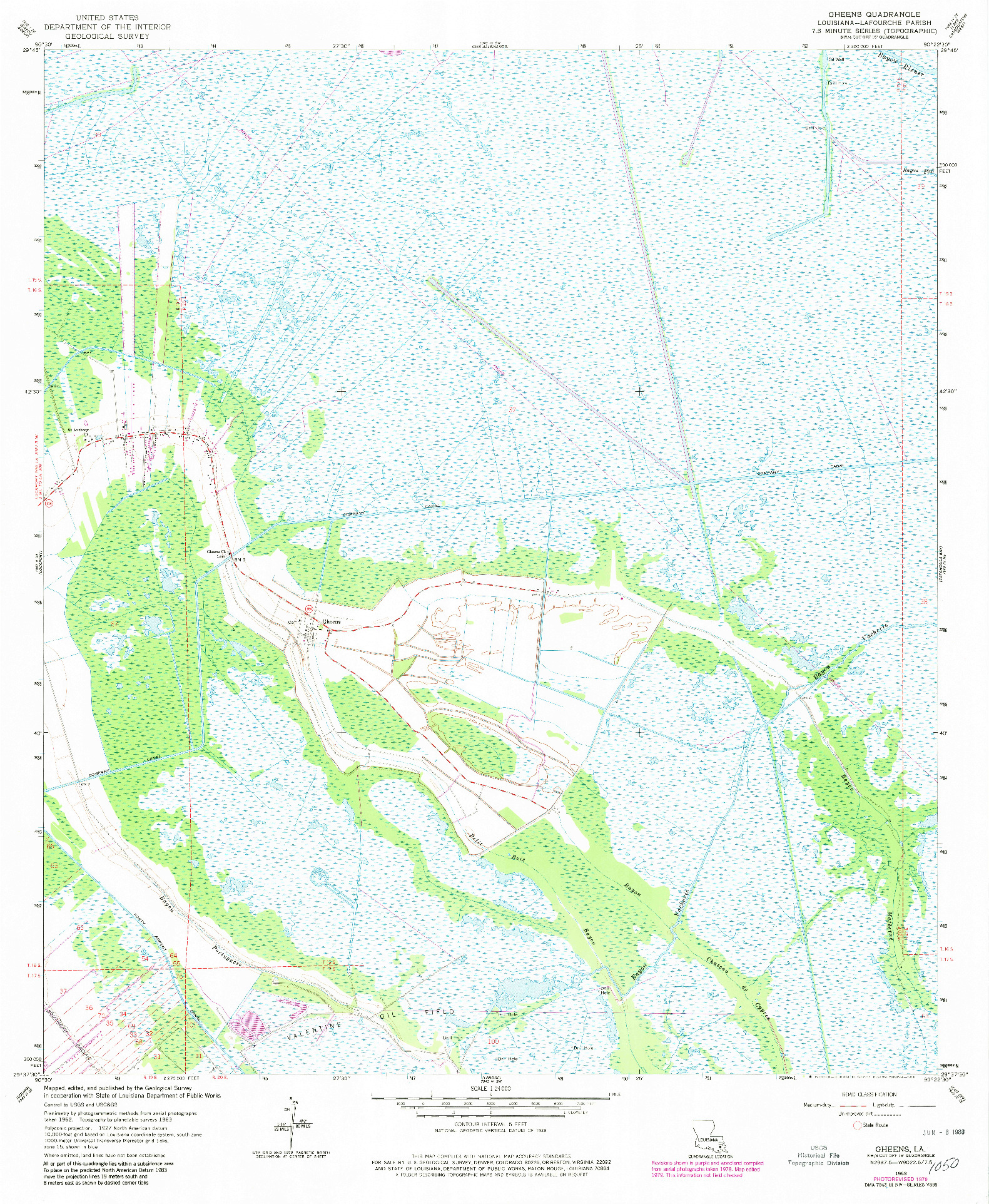 USGS 1:24000-SCALE QUADRANGLE FOR GHEENS, LA 1963