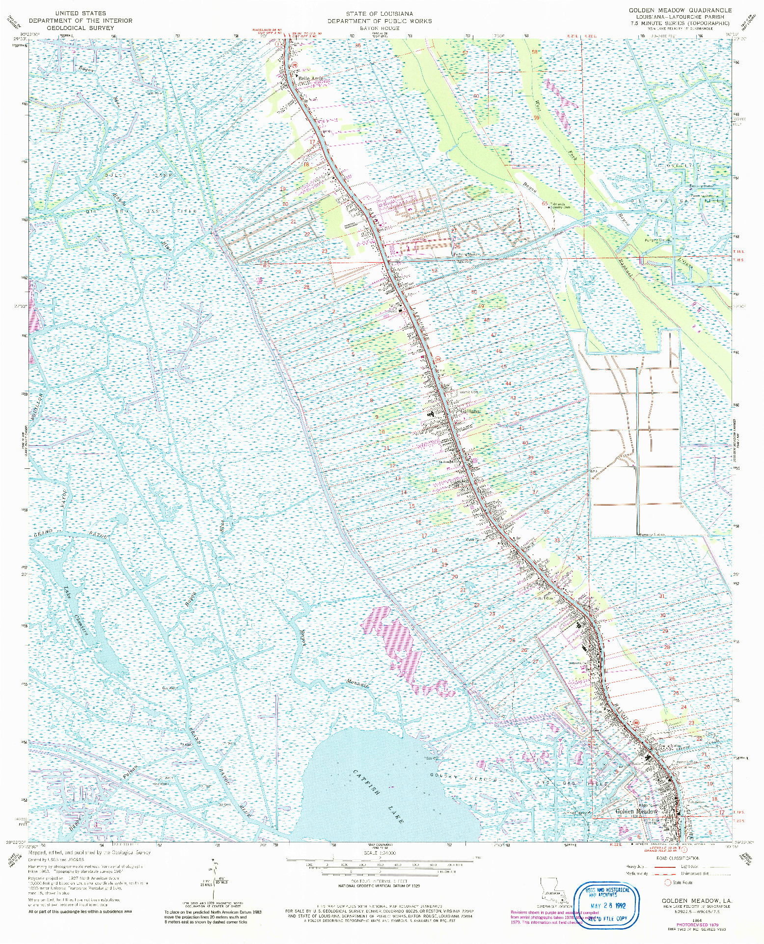 USGS 1:24000-SCALE QUADRANGLE FOR GOLDEN MEADOW, LA 1964