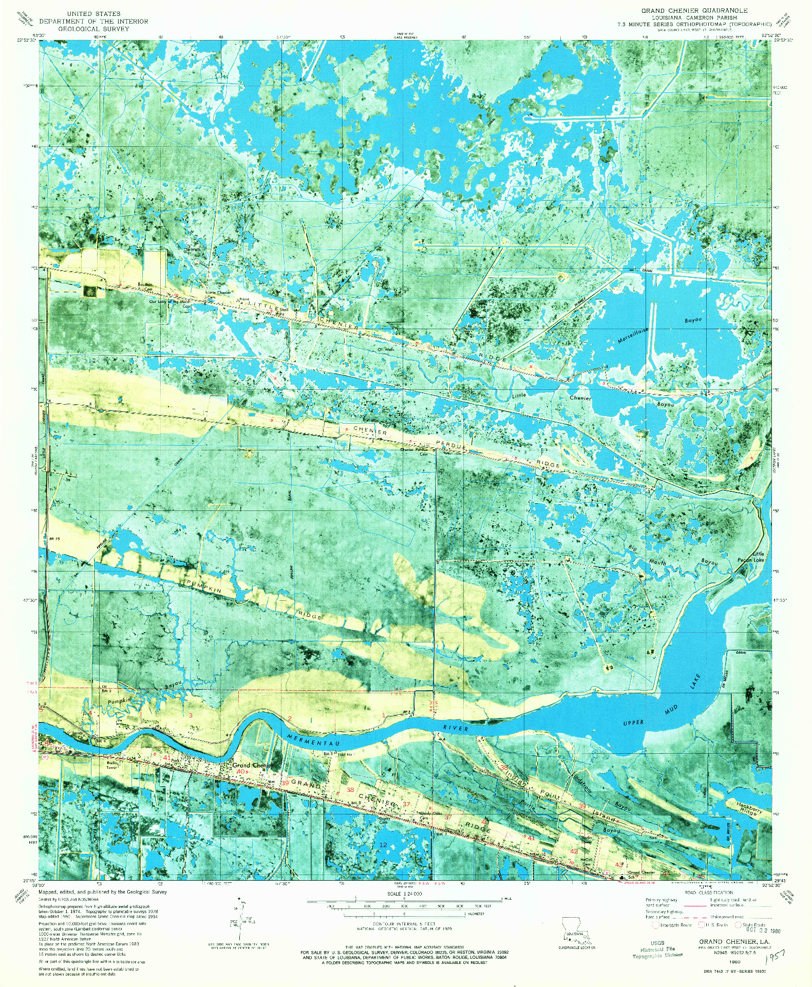 USGS 1:24000-SCALE QUADRANGLE FOR GRAND CHENIER, LA 1980