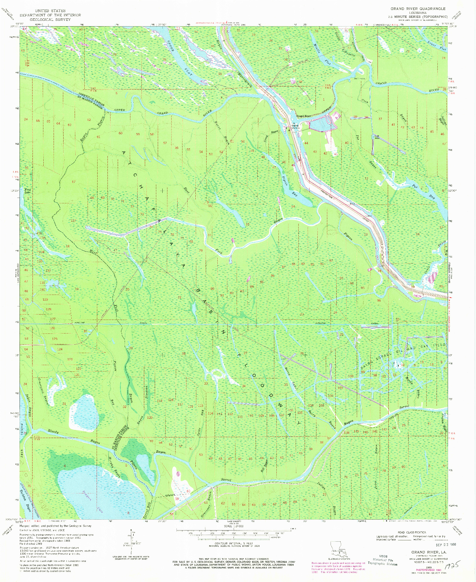 USGS 1:24000-SCALE QUADRANGLE FOR GRAND RIVER, LA 1969