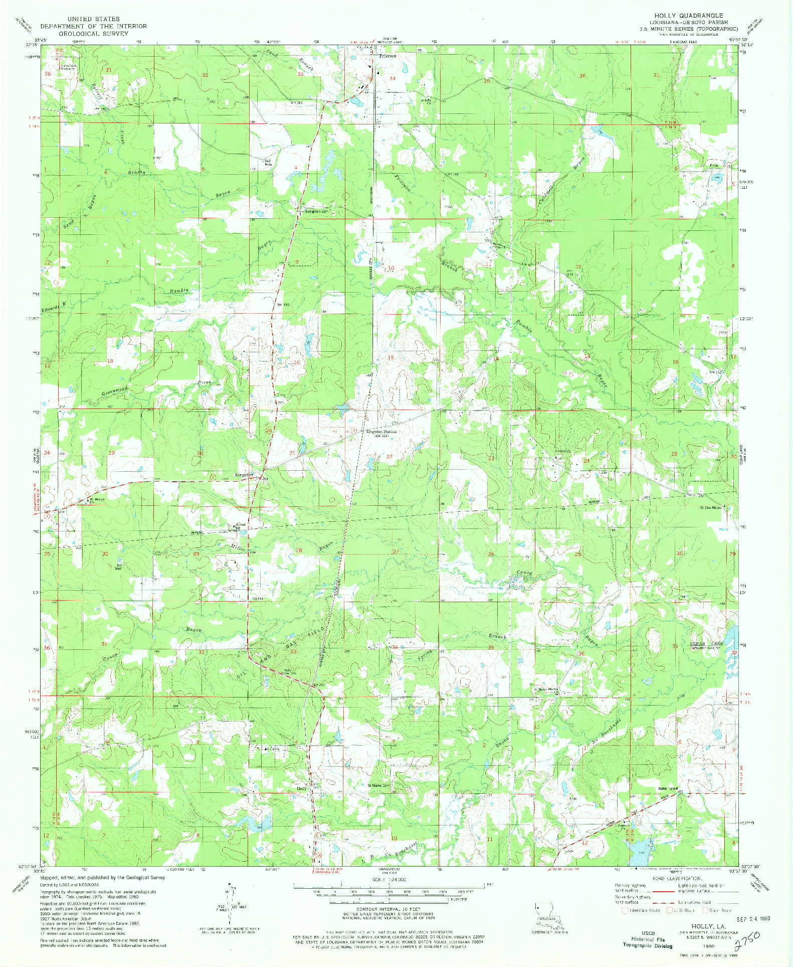 USGS 1:24000-SCALE QUADRANGLE FOR HOLLY, LA 1980