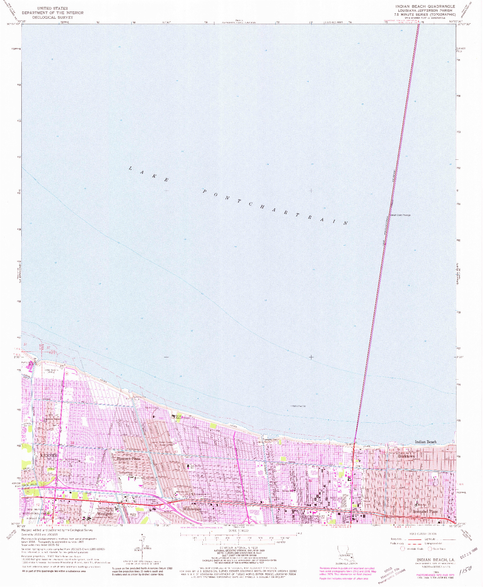 USGS 1:24000-SCALE QUADRANGLE FOR INDIAN BEACH, LA 1965