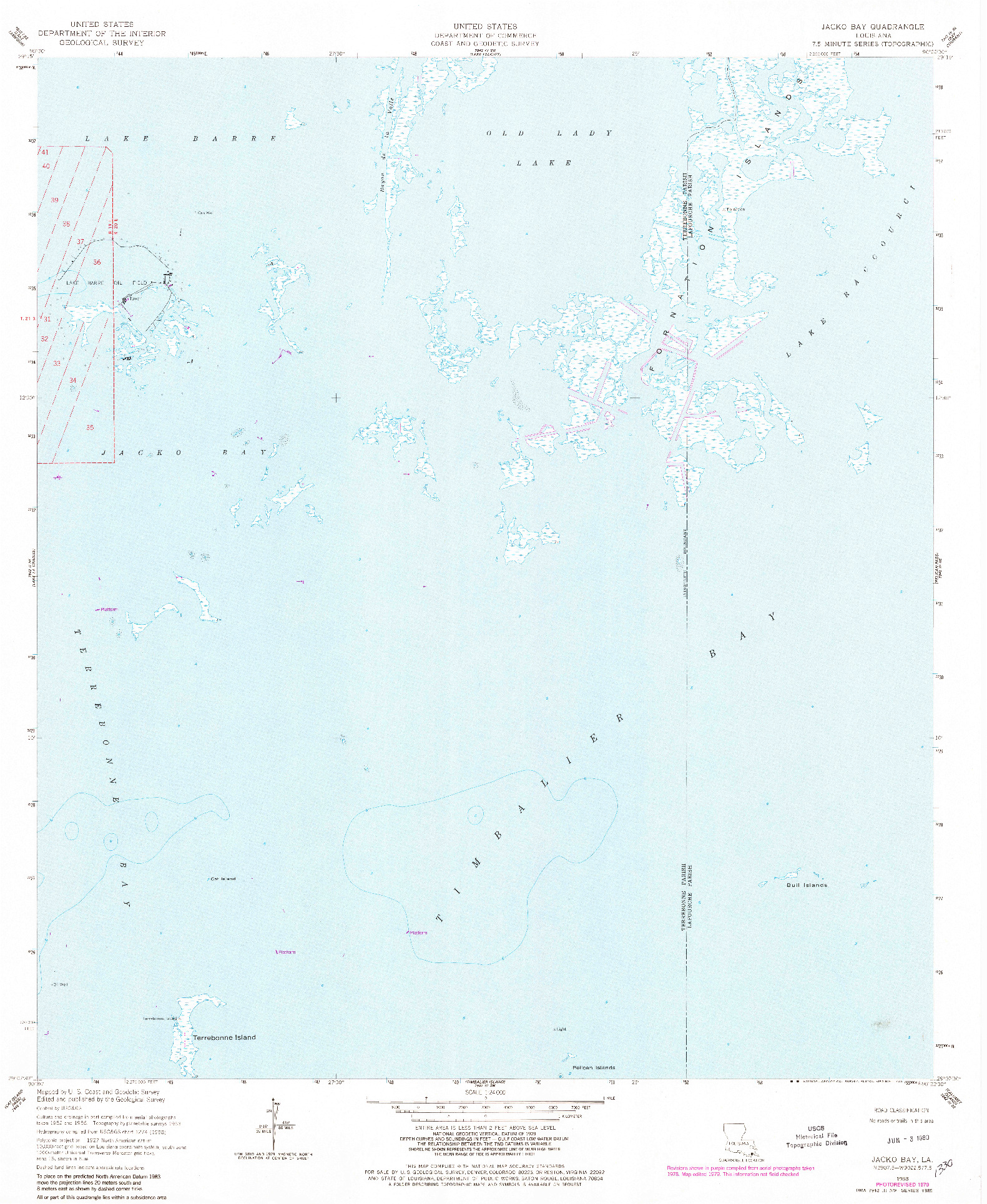 USGS 1:24000-SCALE QUADRANGLE FOR JACKO BAY, LA 1953