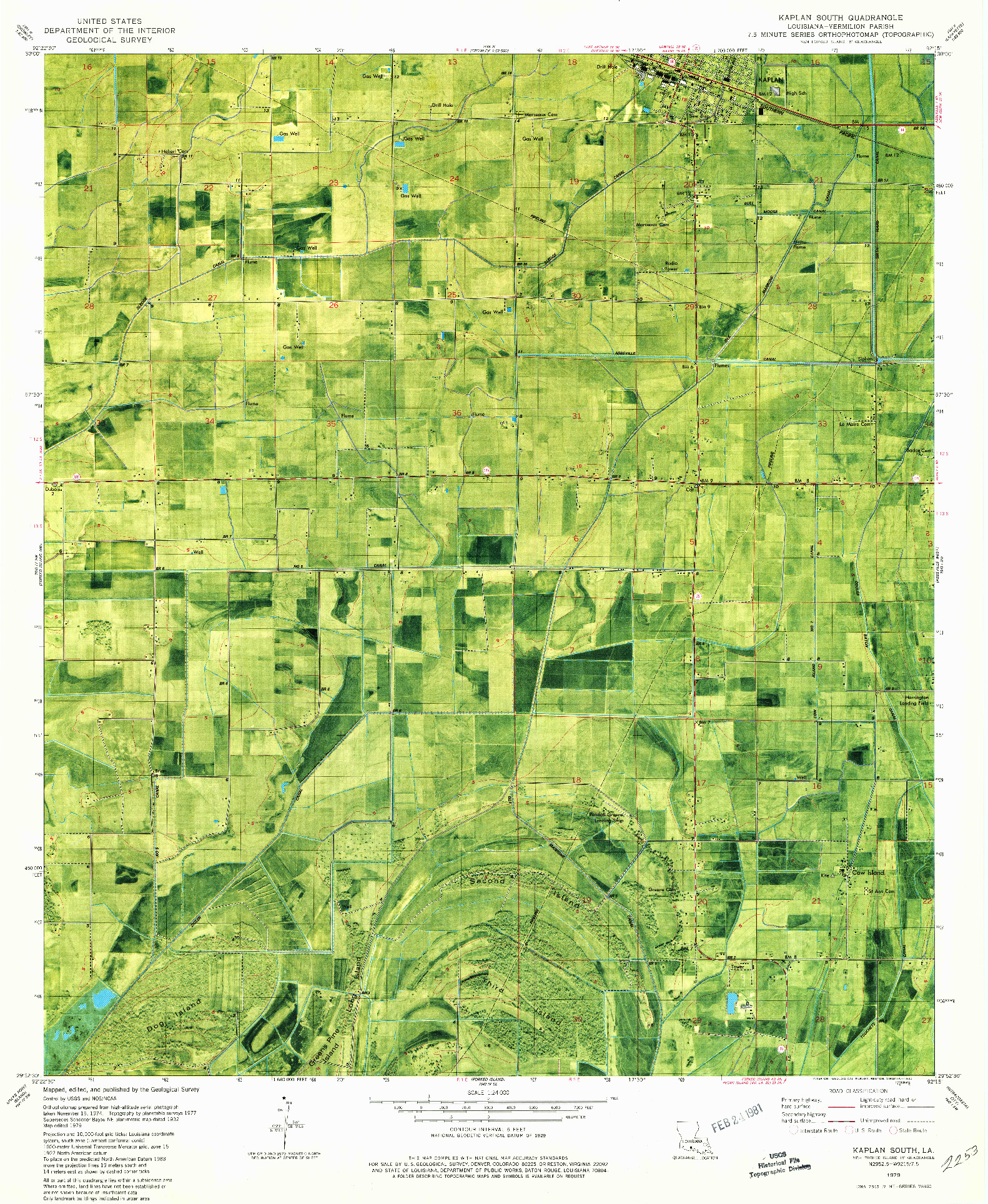 USGS 1:24000-SCALE QUADRANGLE FOR KAPLAN SOUTH, LA 1979