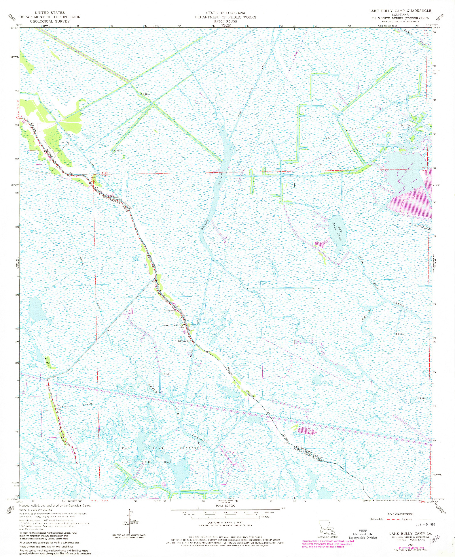 USGS 1:24000-SCALE QUADRANGLE FOR LAKE BULLY CAMP, LA 1964