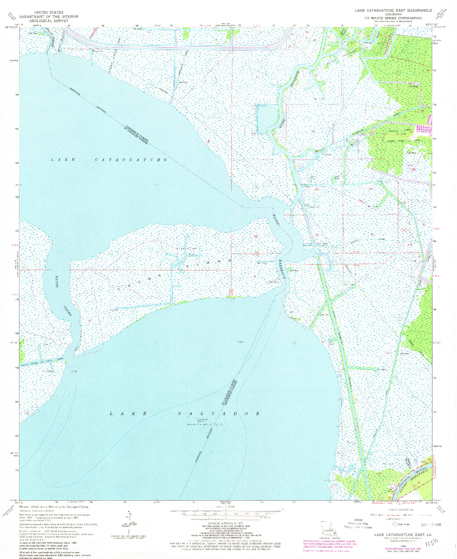 USGS 1:24000-SCALE QUADRANGLE FOR LAKE CATAOUATCHE EAST, LA 1966