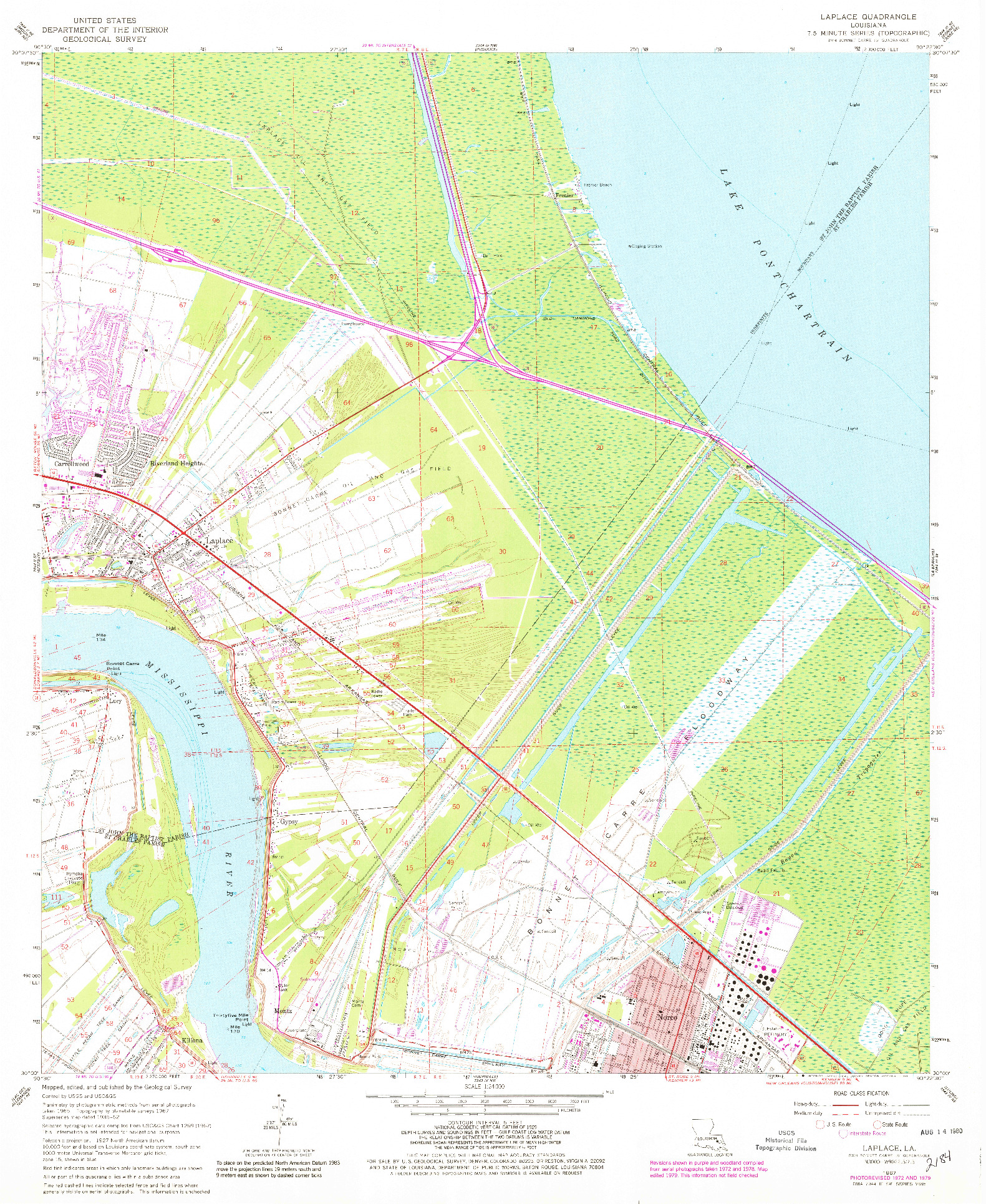 USGS 1:24000-SCALE QUADRANGLE FOR LAPLACE, LA 1967