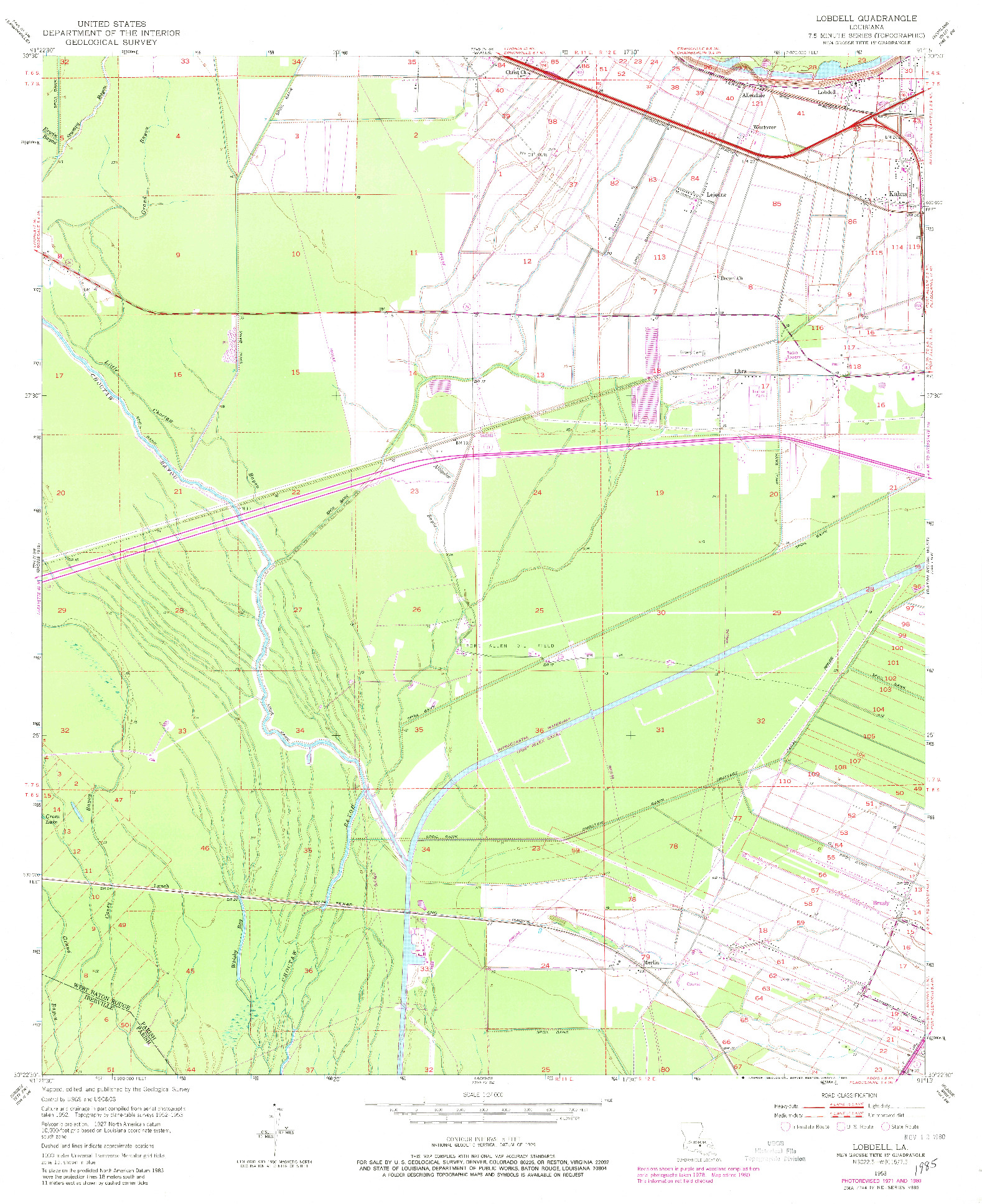 USGS 1:24000-SCALE QUADRANGLE FOR LOBDELL, LA 1953