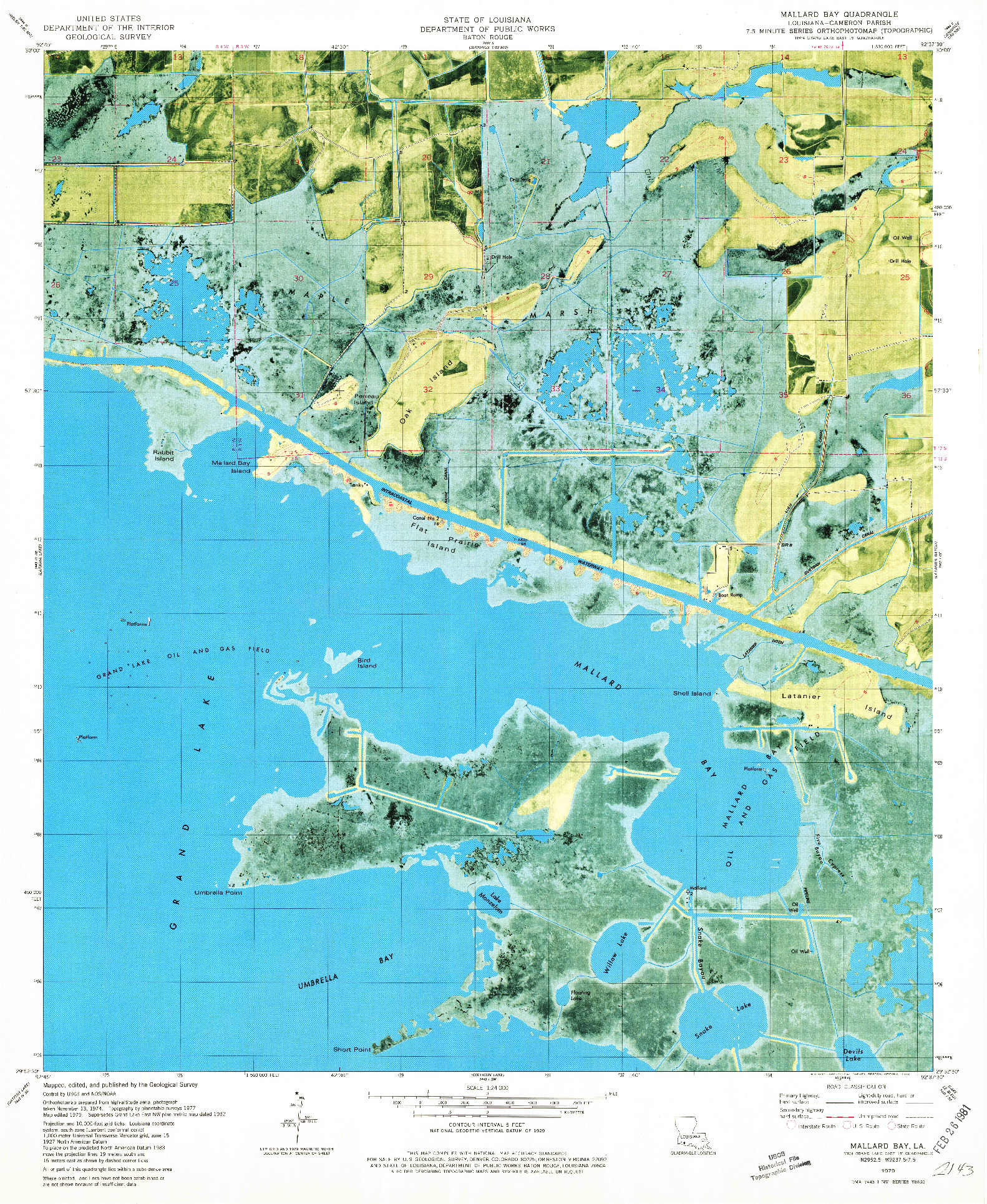 USGS 1:24000-SCALE QUADRANGLE FOR MALLARD BAY, LA 1979