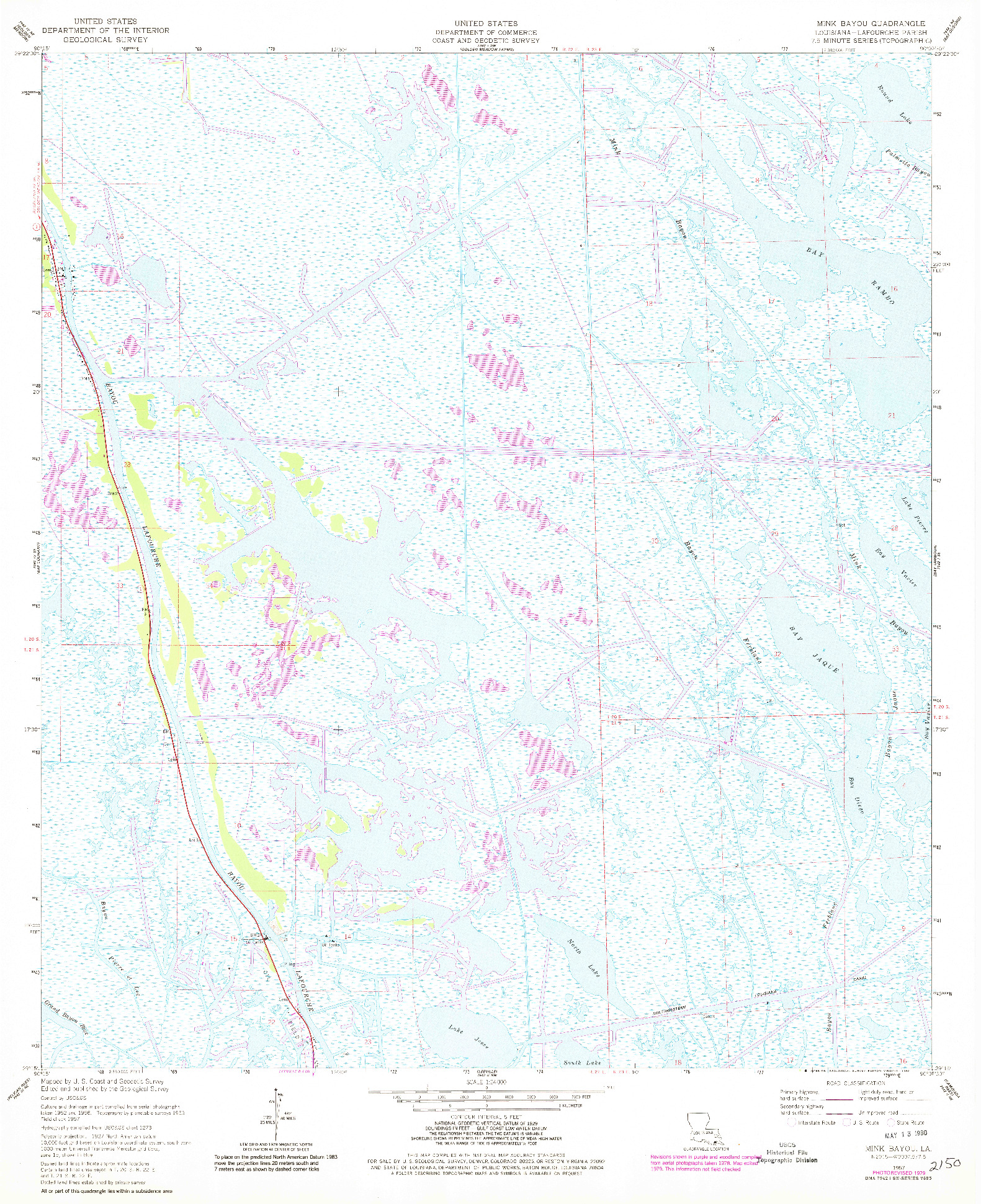 USGS 1:24000-SCALE QUADRANGLE FOR MINK BAYOU, LA 1957