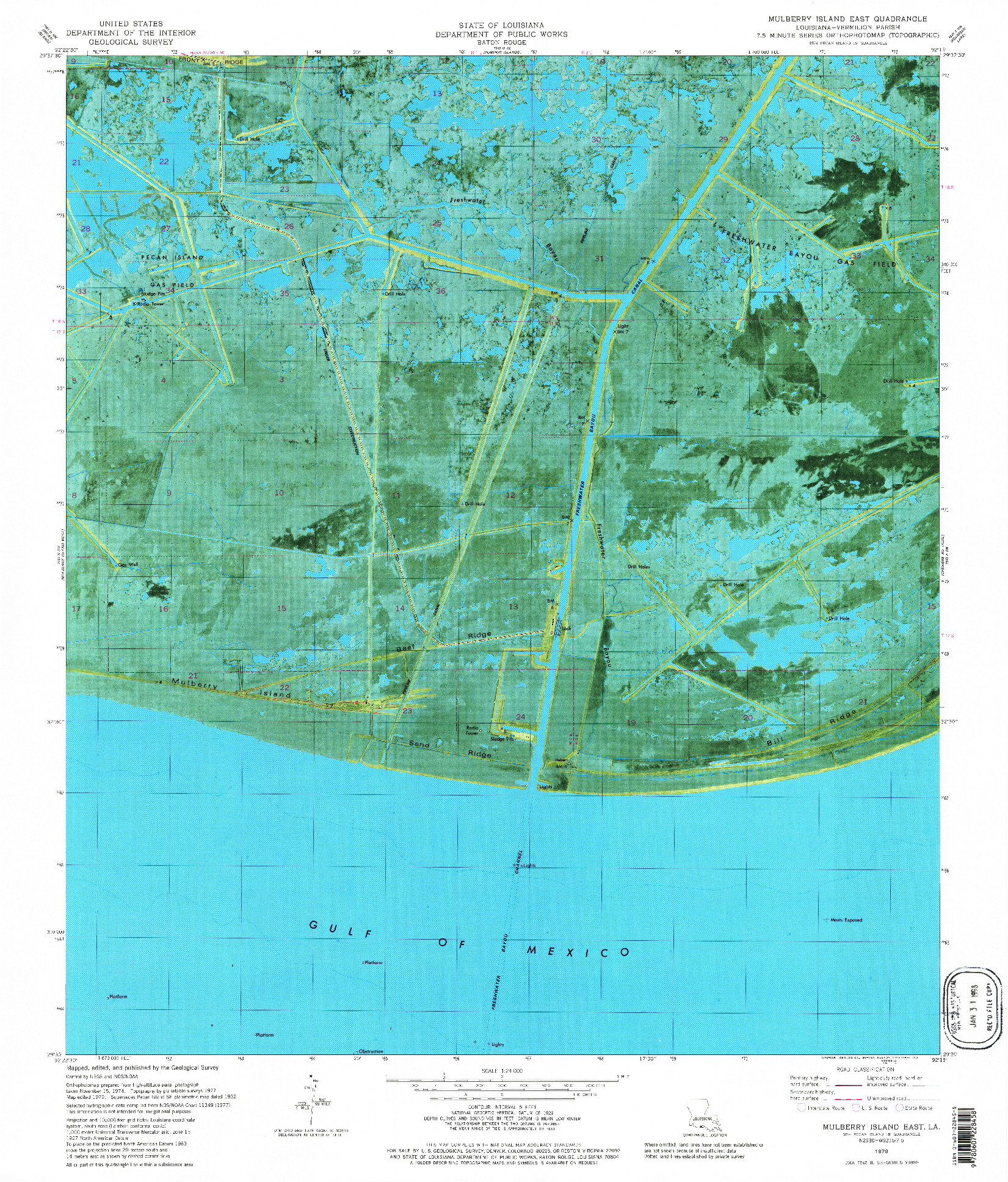 USGS 1:24000-SCALE QUADRANGLE FOR MULBERRY ISLAND EAST, LA 1979