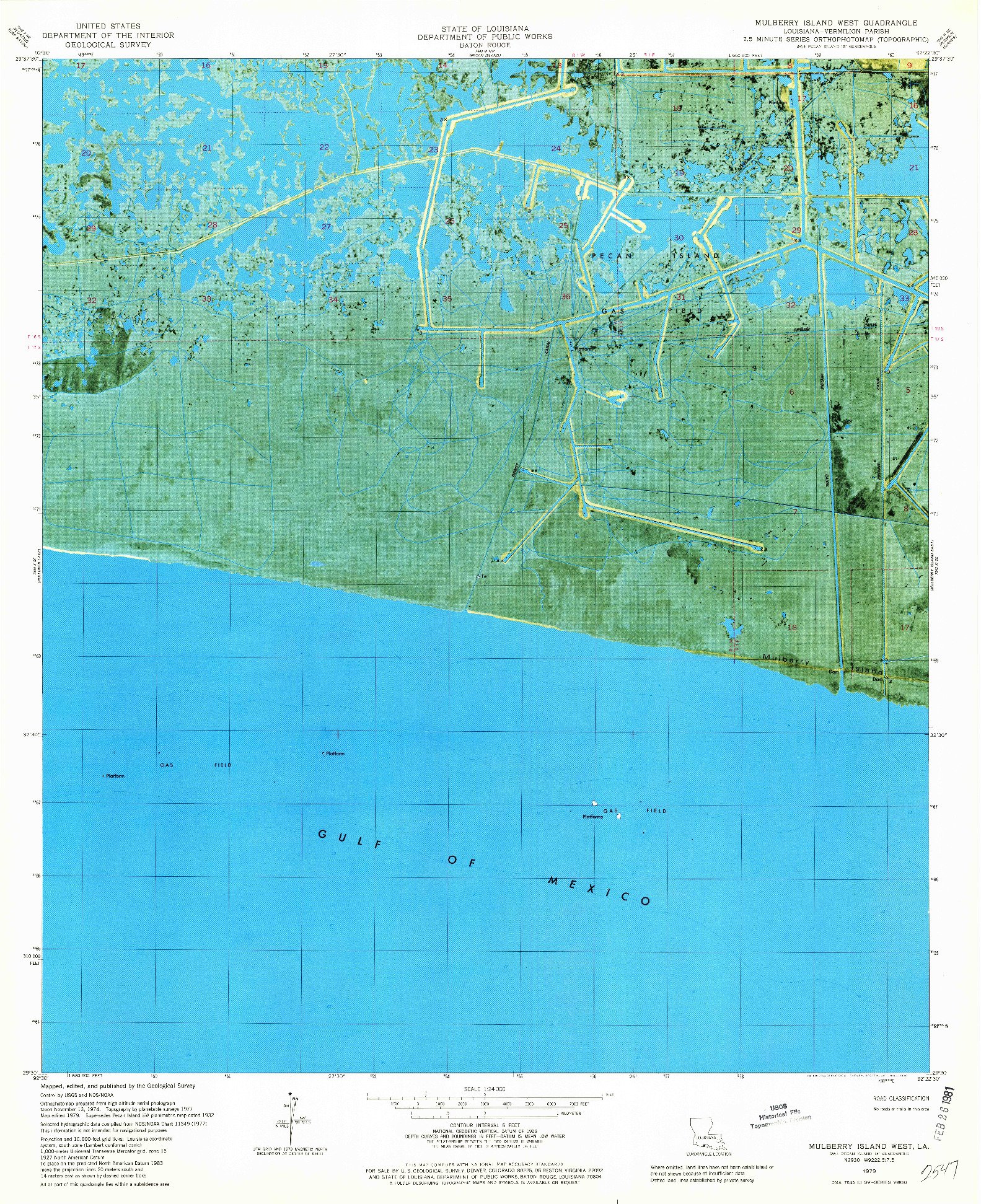 USGS 1:24000-SCALE QUADRANGLE FOR MULBERRY ISLAND WEST, LA 1979