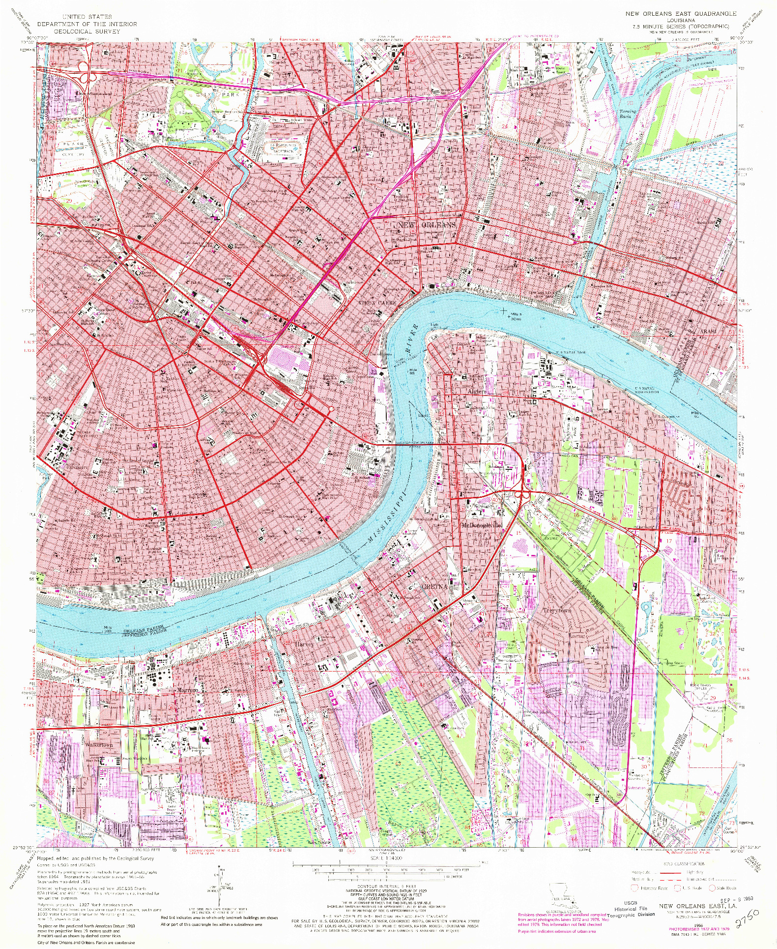 USGS 1:24000-SCALE QUADRANGLE FOR NEW ORLEANS EAST, LA 1966