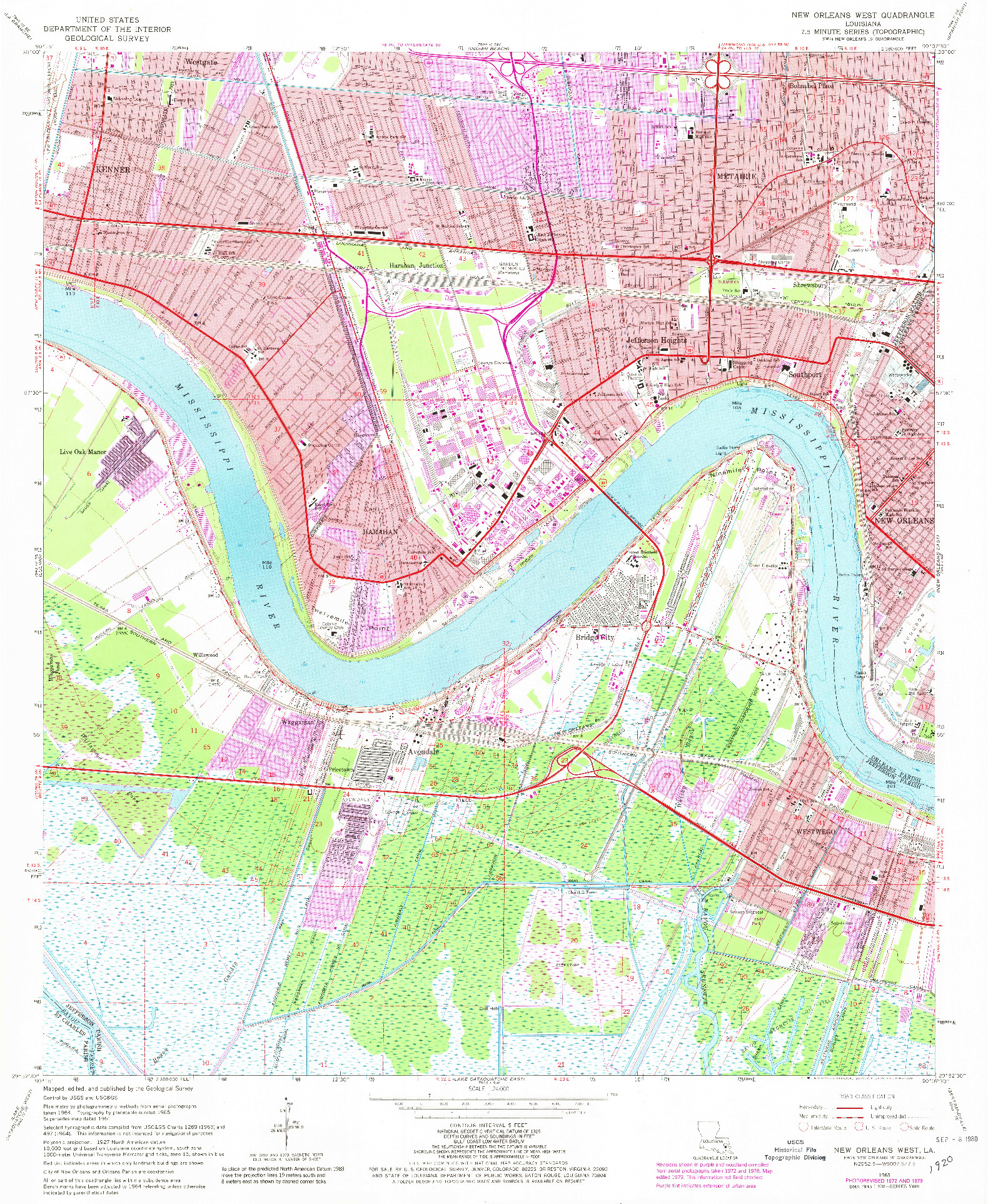 USGS 1:24000-SCALE QUADRANGLE FOR NEW ORLEANS WEST, LA 1965