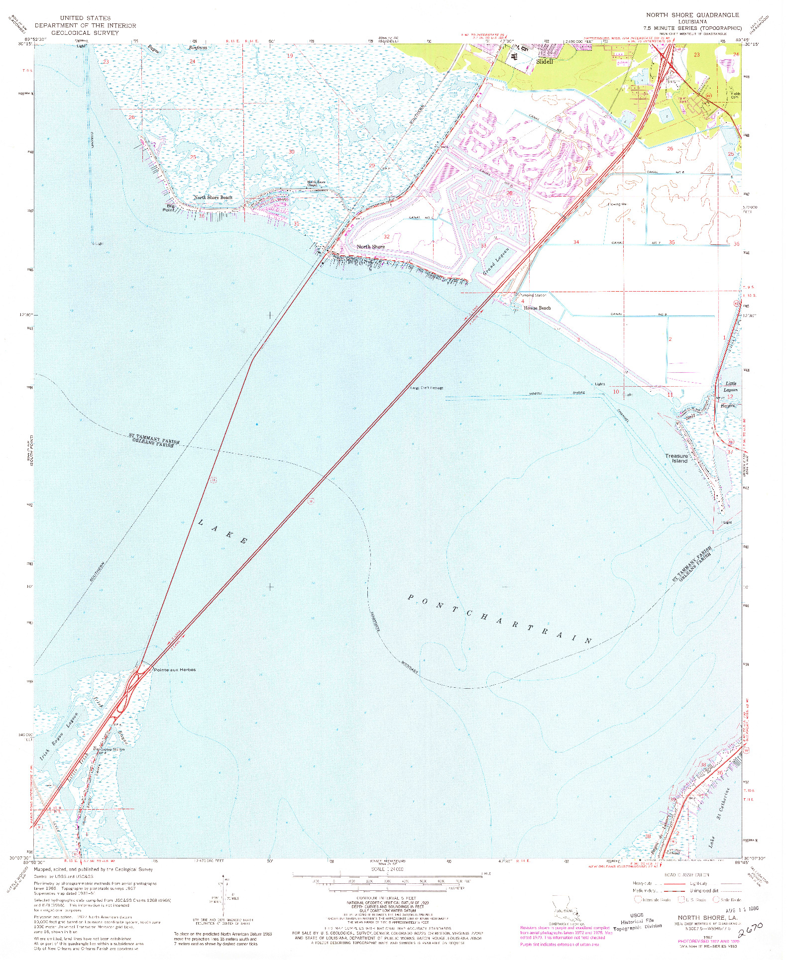 USGS 1:24000-SCALE QUADRANGLE FOR NORTH SHORE, LA 1967