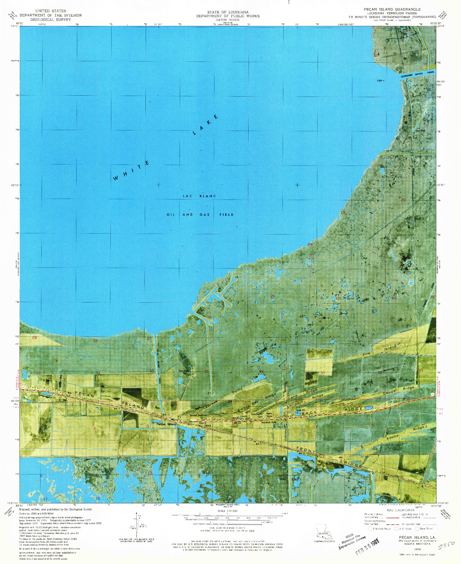 USGS 1:24000-SCALE QUADRANGLE FOR PECAN ISLAND, LA 1979