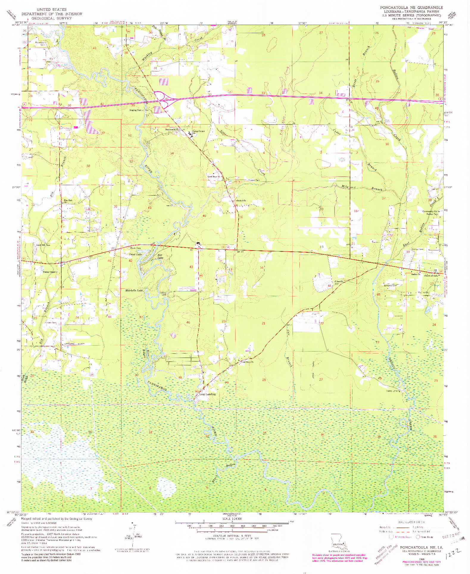 USGS 1:24000-SCALE QUADRANGLE FOR PONCHATOULA NE, LA 1968