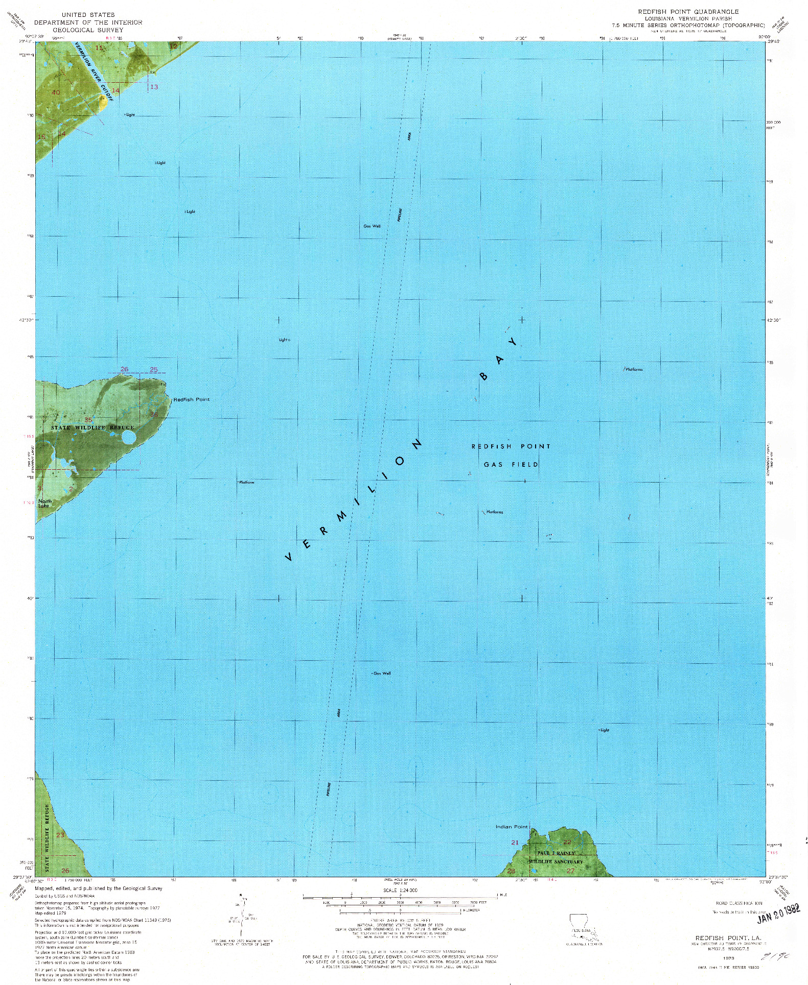 USGS 1:24000-SCALE QUADRANGLE FOR REDFISH POINT, LA 1979