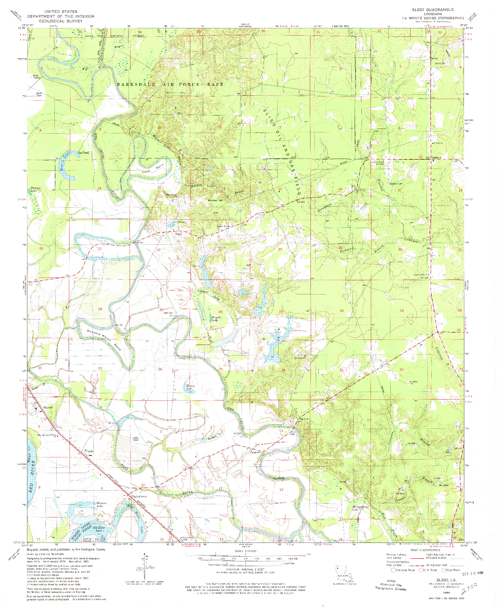 USGS 1:24000-SCALE QUADRANGLE FOR SLIGO, LA 1980