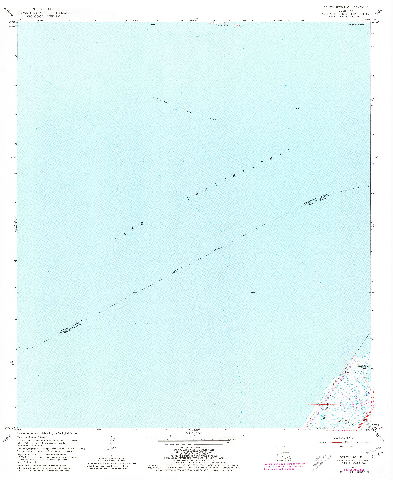 USGS 1:24000-SCALE QUADRANGLE FOR SOUTH POINT, LA 1967