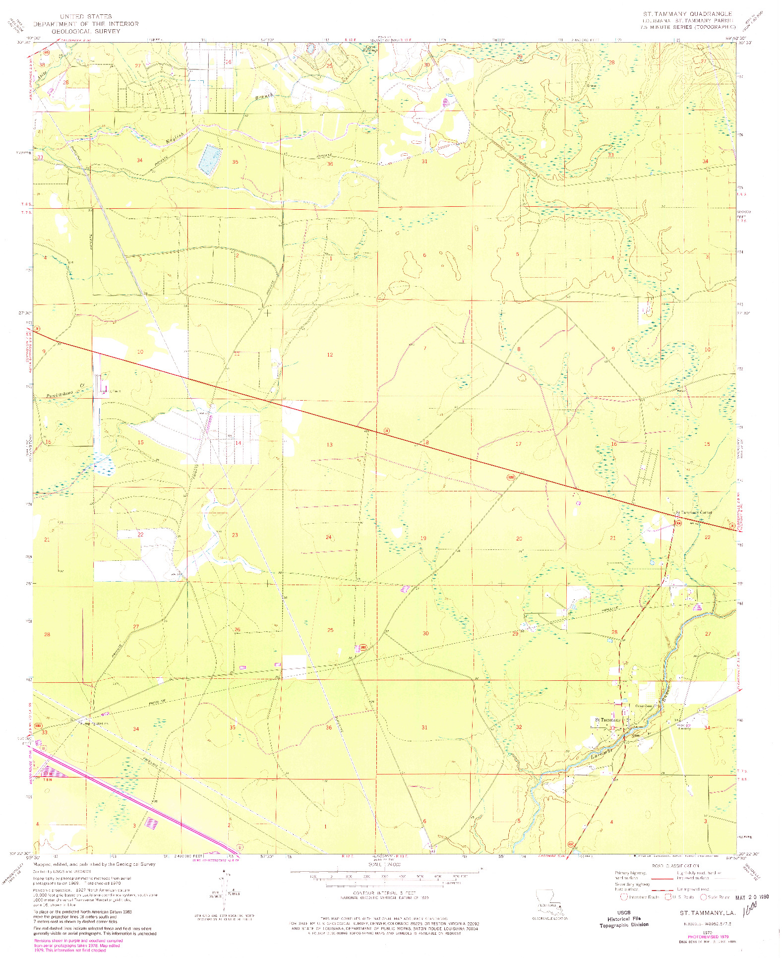 USGS 1:24000-SCALE QUADRANGLE FOR ST. TAMMANY, LA 1970