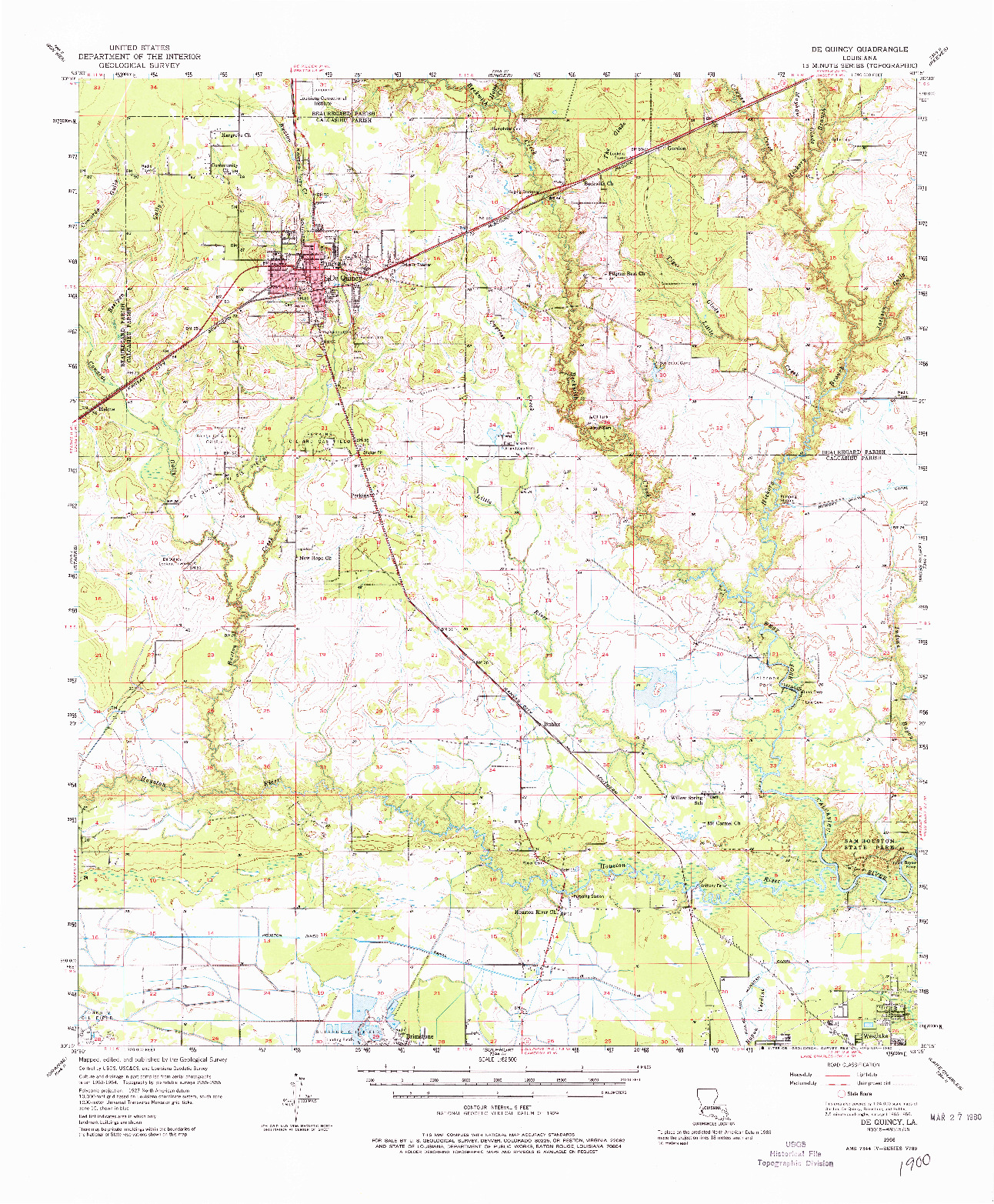 USGS 1:62500-SCALE QUADRANGLE FOR DE QUINCY, LA 1956