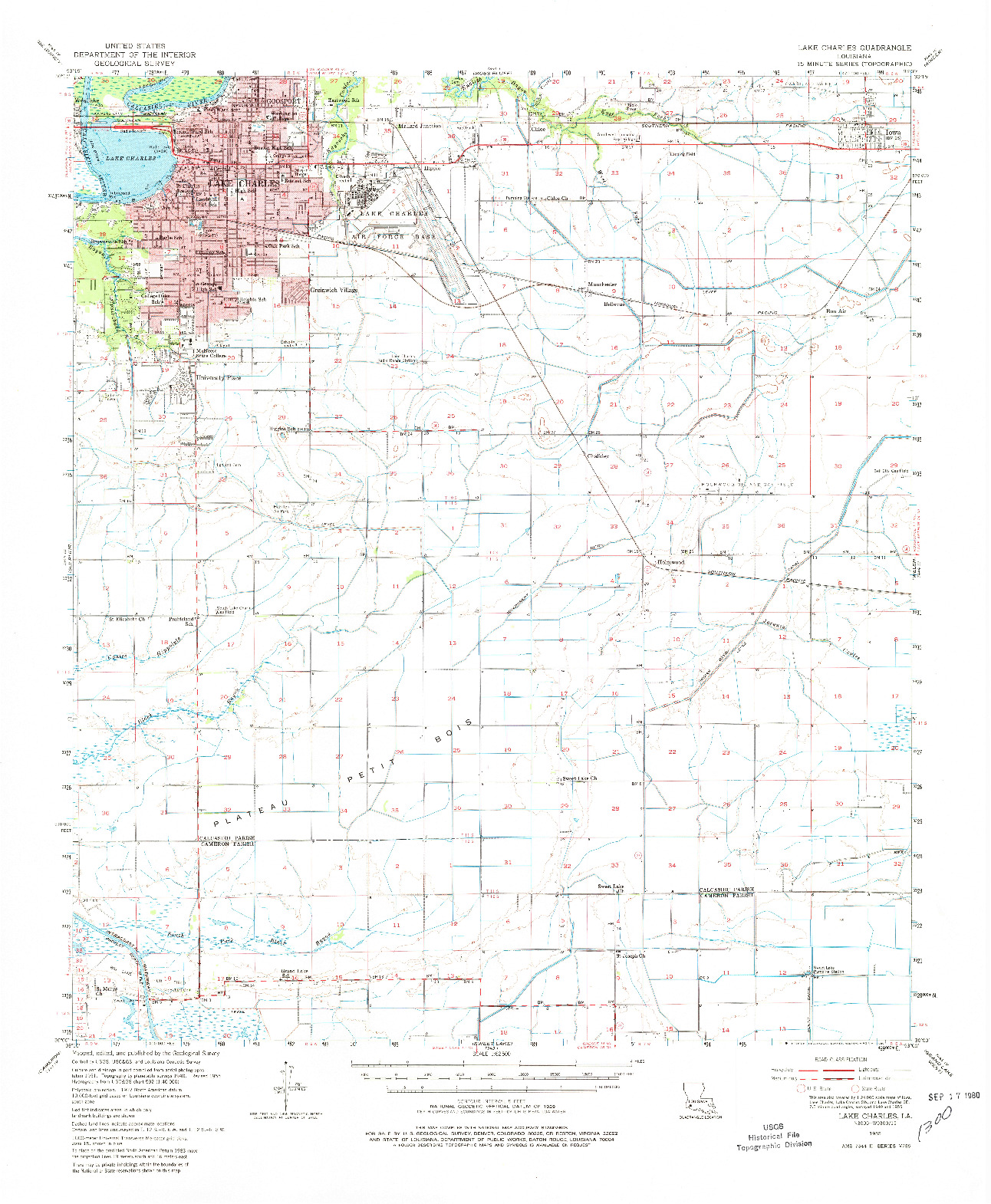 USGS 1:62500-SCALE QUADRANGLE FOR LAKE CHARLES, LA 1955