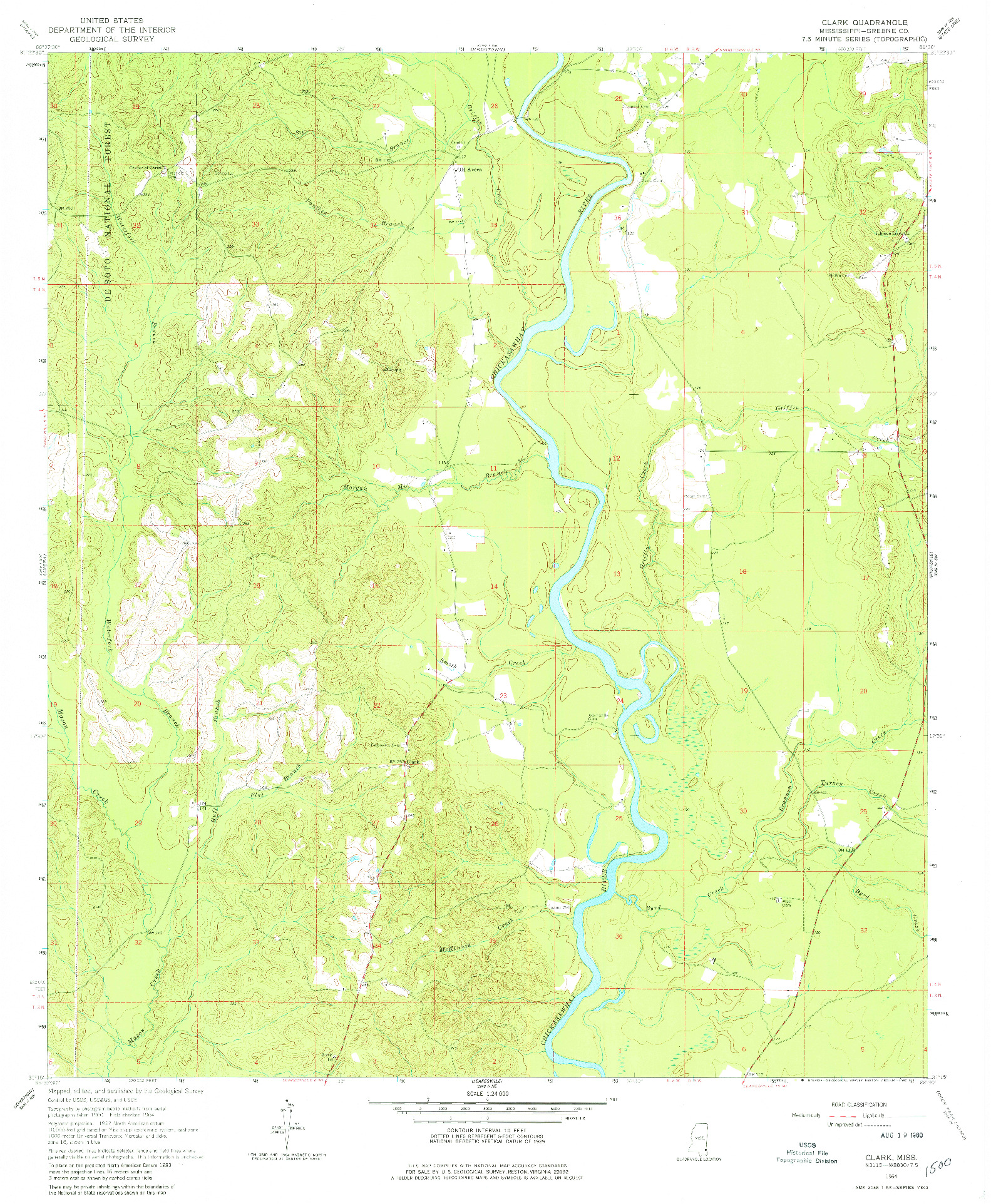 USGS 1:24000-SCALE QUADRANGLE FOR CLARK, MS 1964