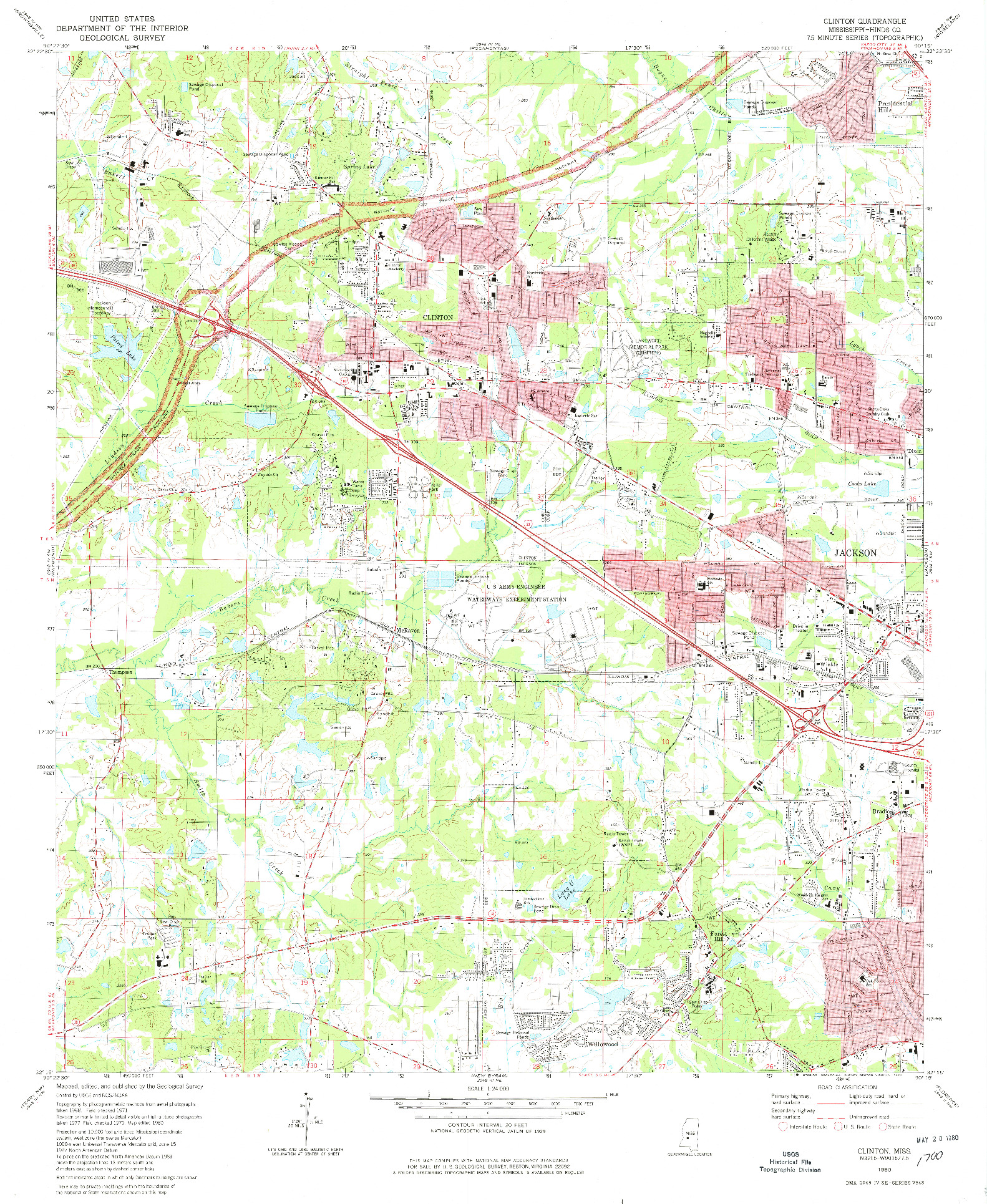 USGS 1:24000-SCALE QUADRANGLE FOR CLINTON, MS 1980