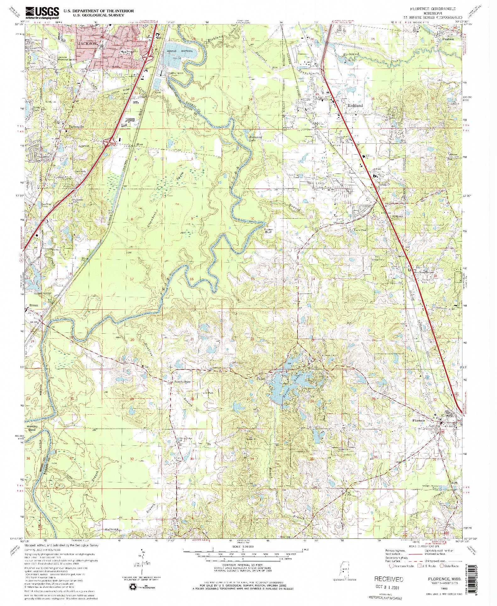 USGS 1:24000-SCALE QUADRANGLE FOR FLORENCE, MS 1980