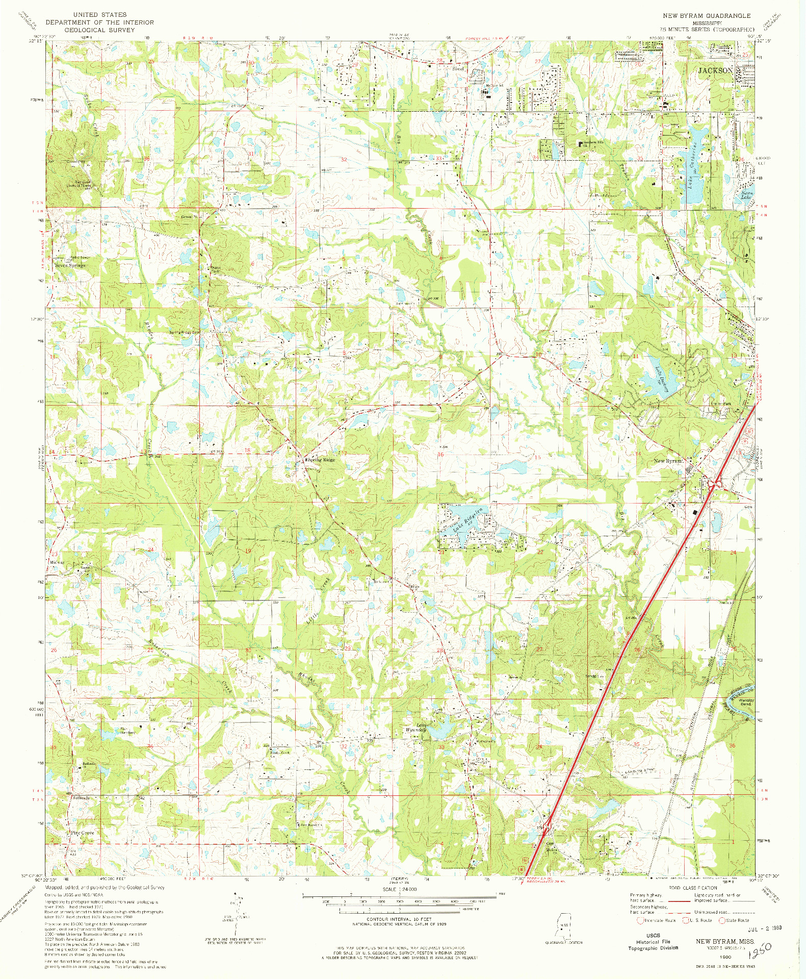 USGS 1:24000-SCALE QUADRANGLE FOR NEW BYRAM, MS 1980