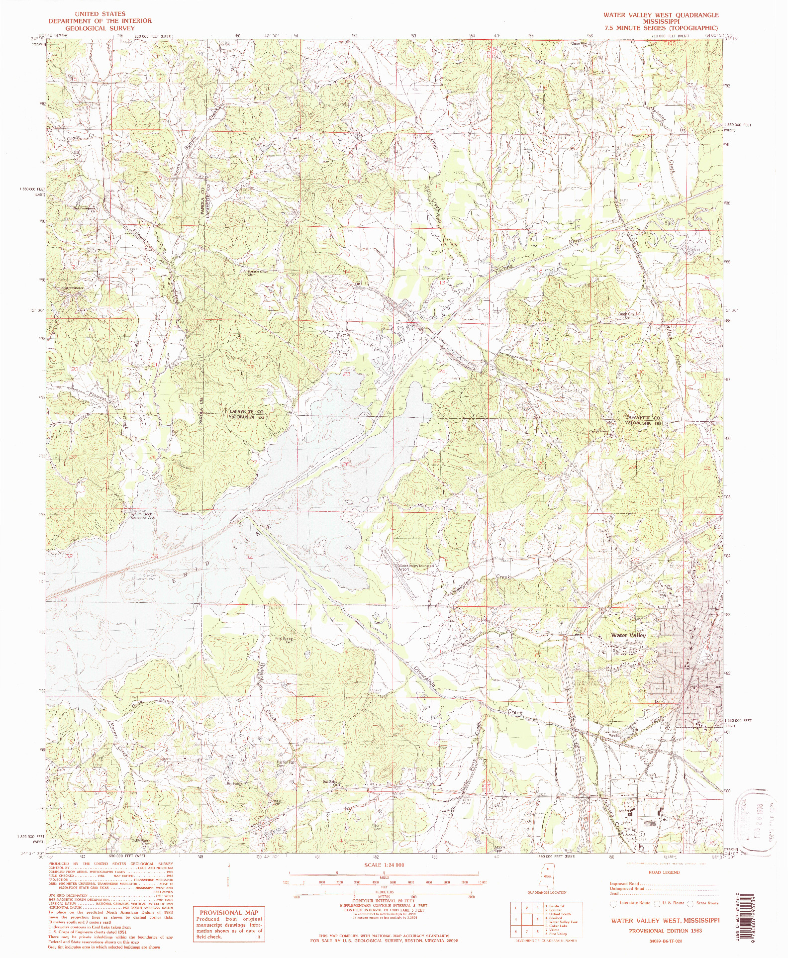 USGS 1:24000-SCALE QUADRANGLE FOR WATER VALLEY WEST, MS 1954