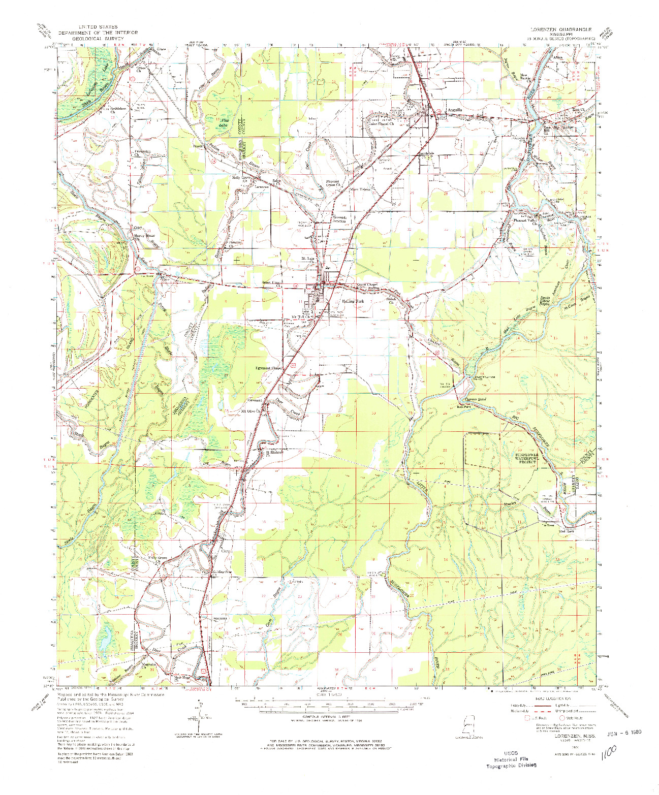 USGS 1:62500-SCALE QUADRANGLE FOR LORENZEN, MS 1964