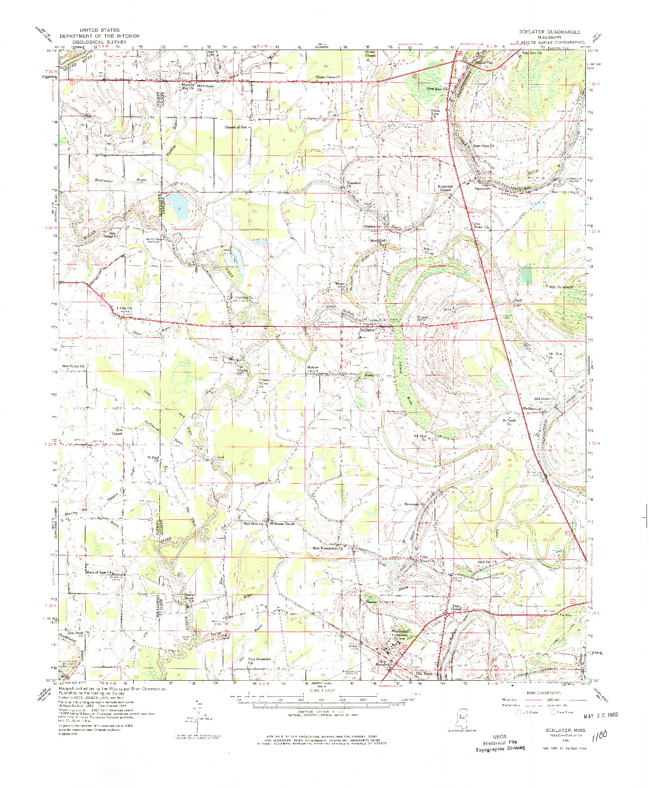 USGS 1:62500-SCALE QUADRANGLE FOR SCHLATER, MS 1961